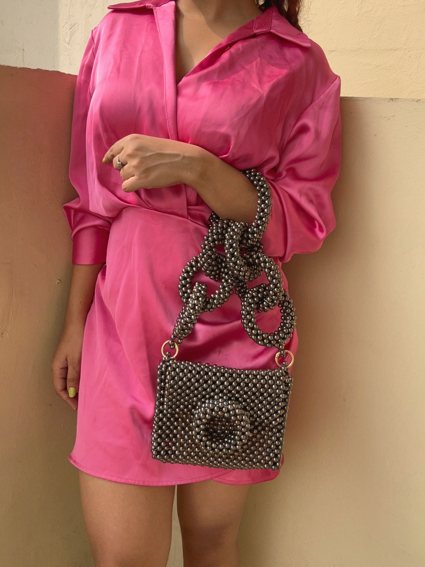 Euphoria silver beaded bag