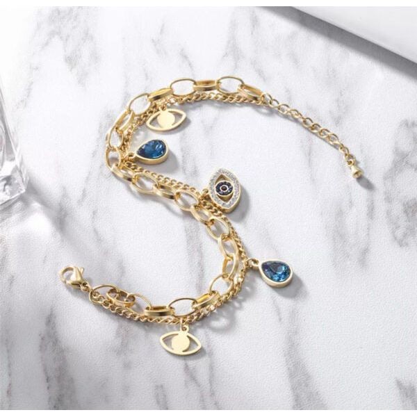 Gold Evil Eye Charm Bracelet