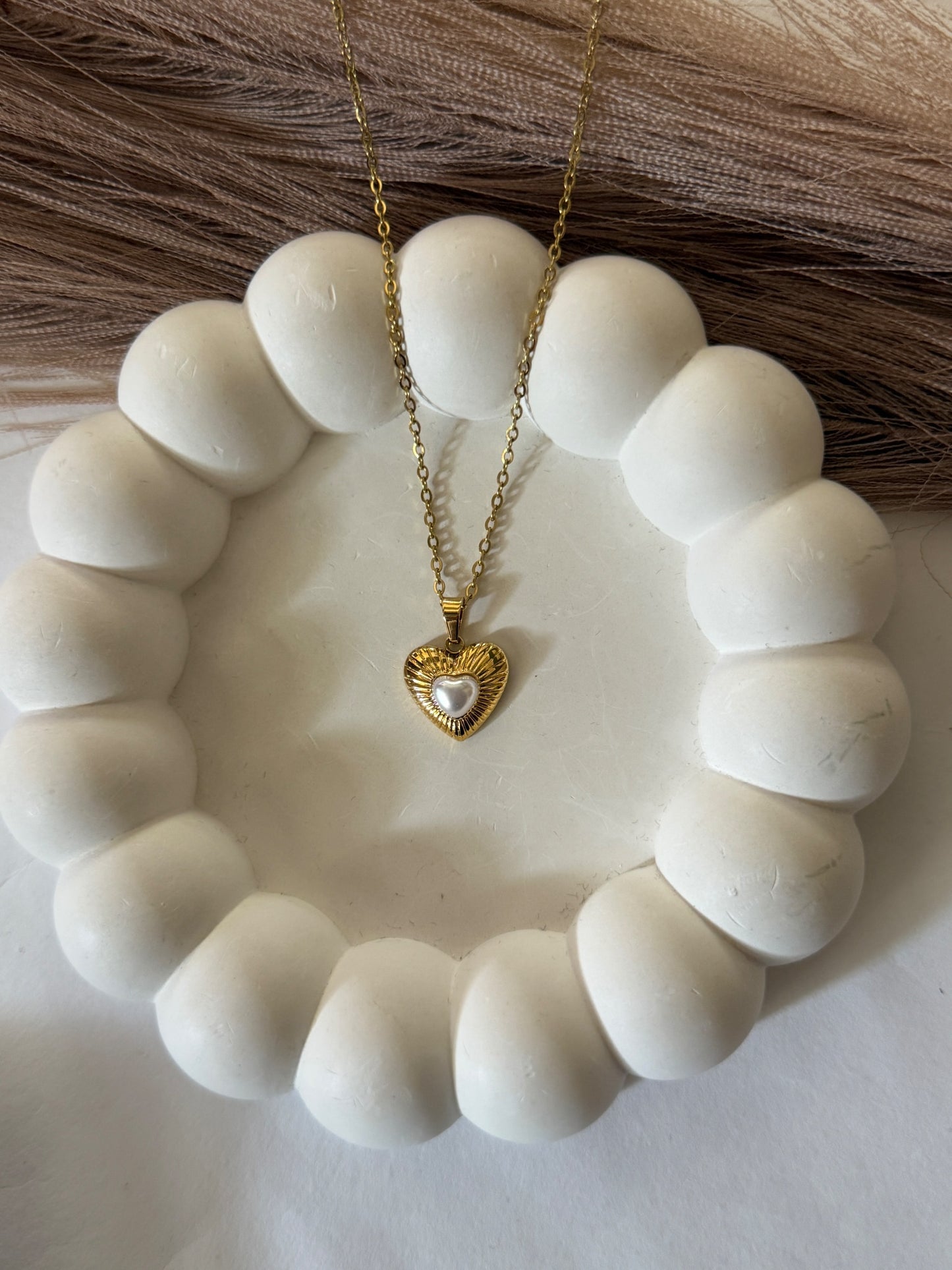 Pearl Heart Chain Necklace