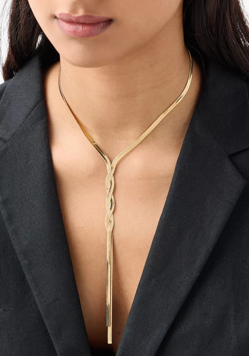 Braided flat chain statement necklace