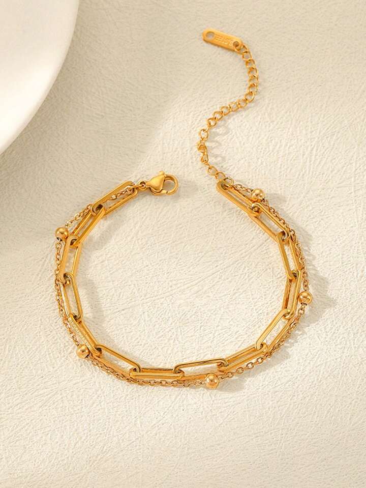 Double -Layered Paperclip Chain Bracelet