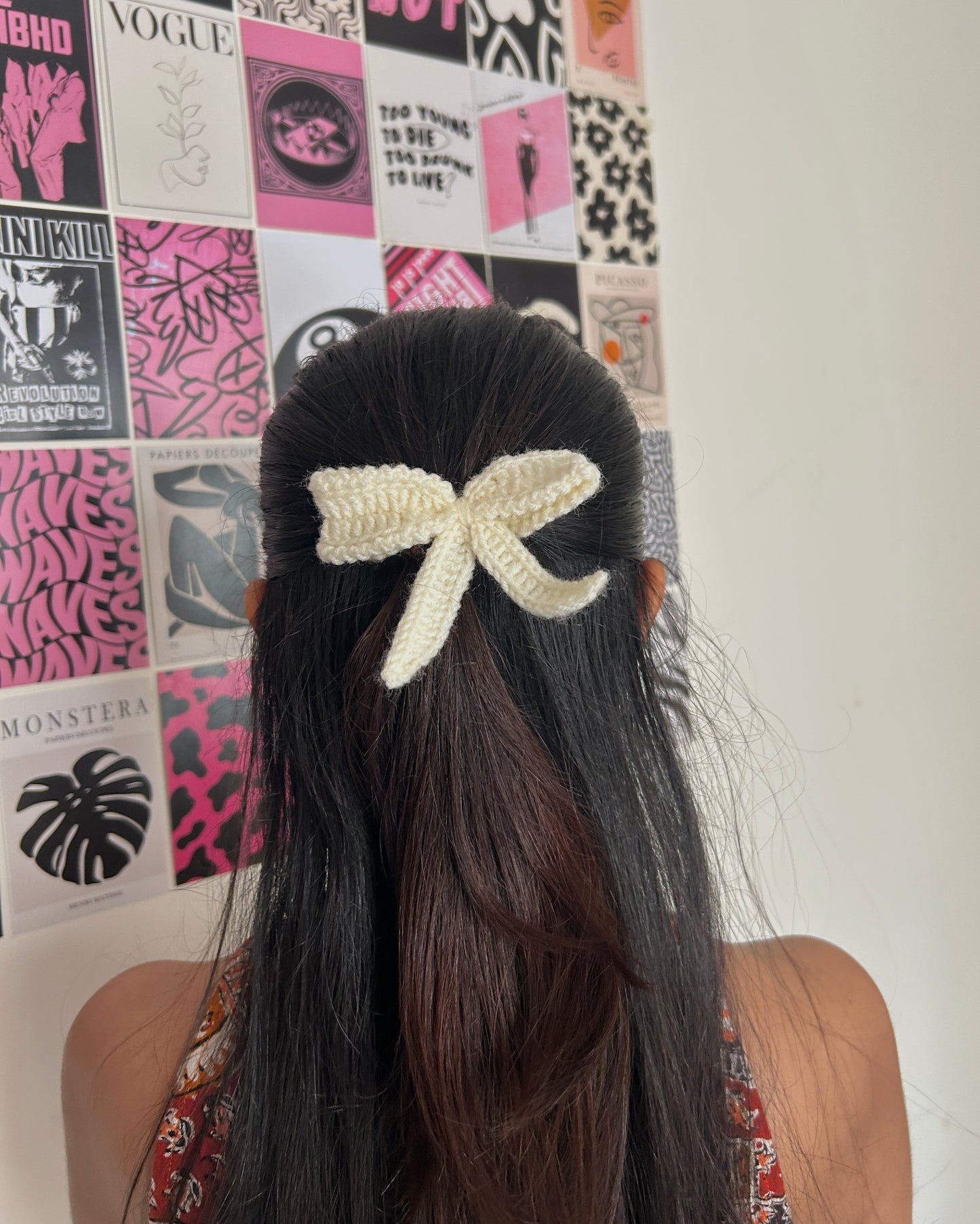 White Bow Hair Tie