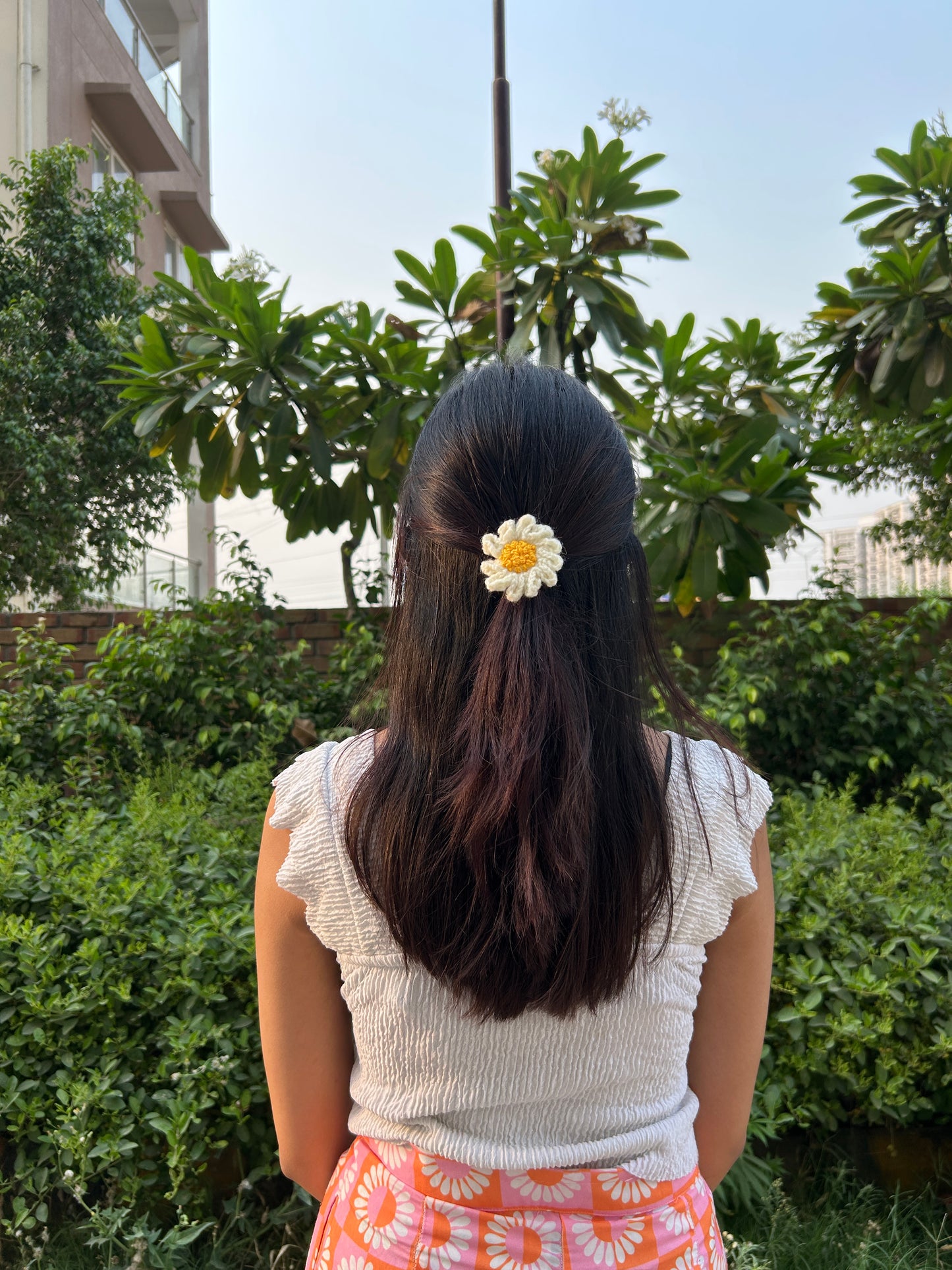 Crochet Daisy Hair Tie