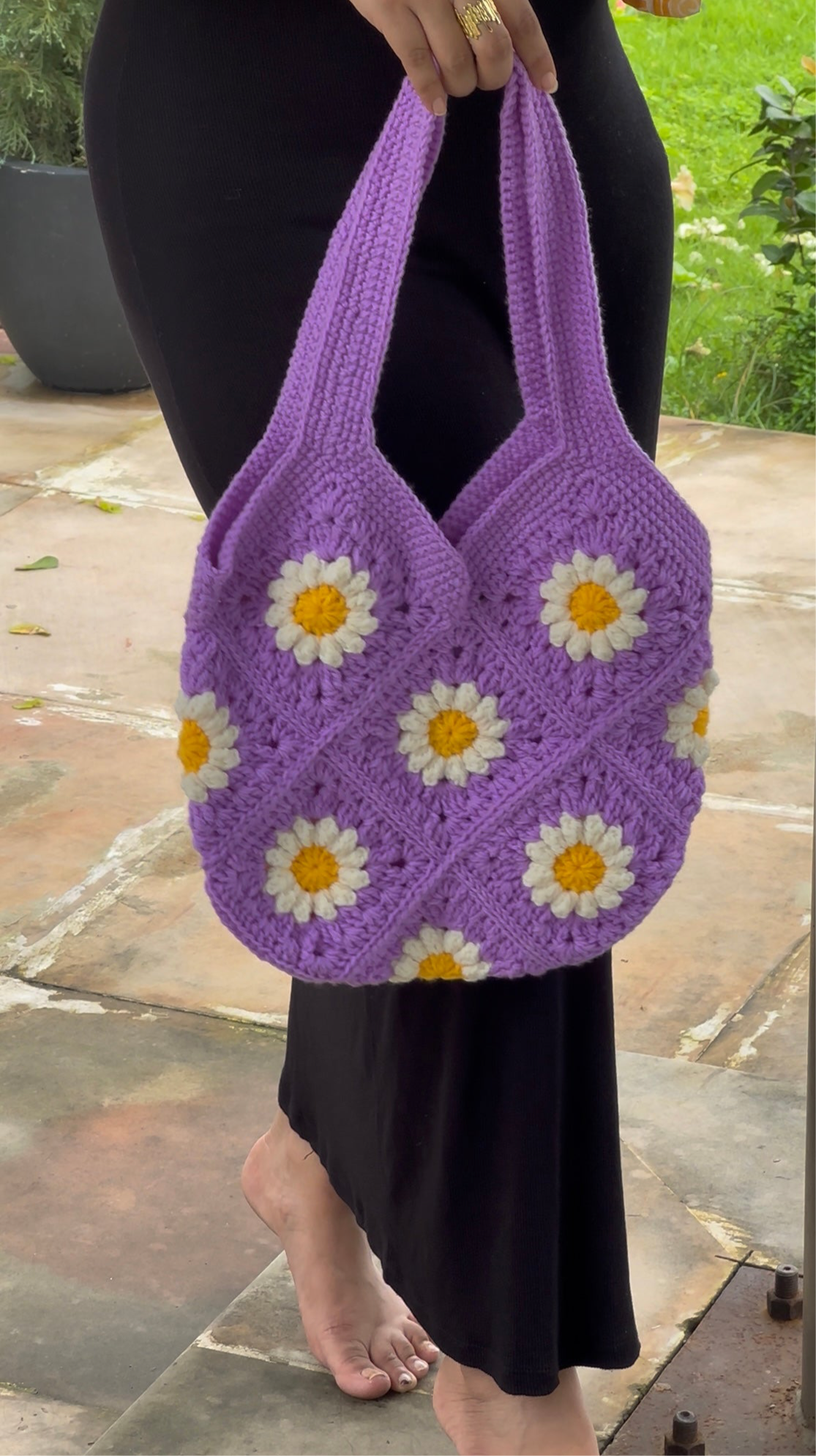 Purple picnic tote bag