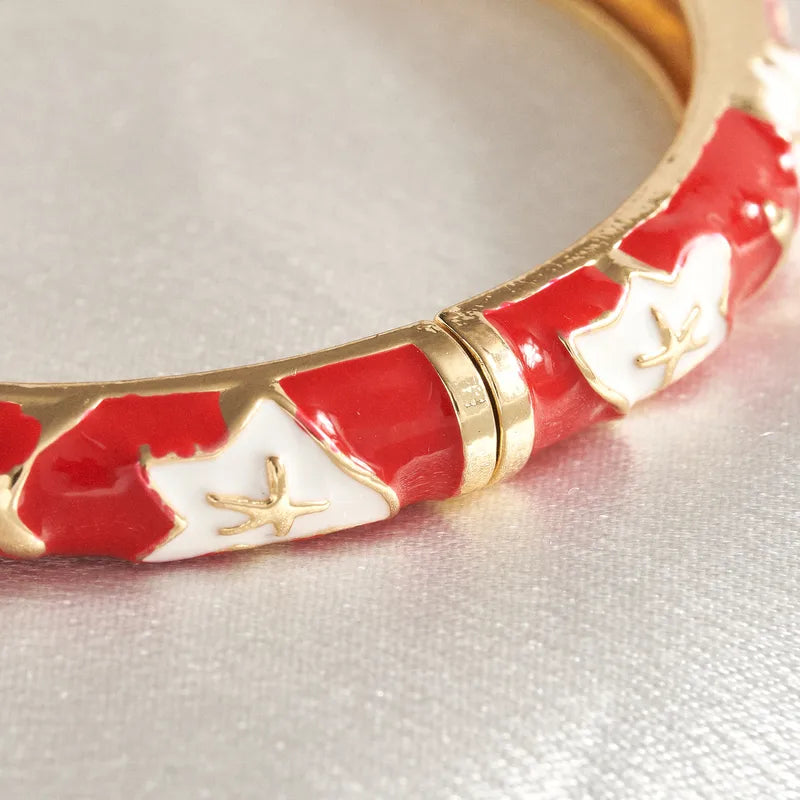 Red & White Floral Vintage Bangle (Pack of 1)
