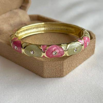 Yellow & Pink Broad Vintage Bangle (Pack of 1)
