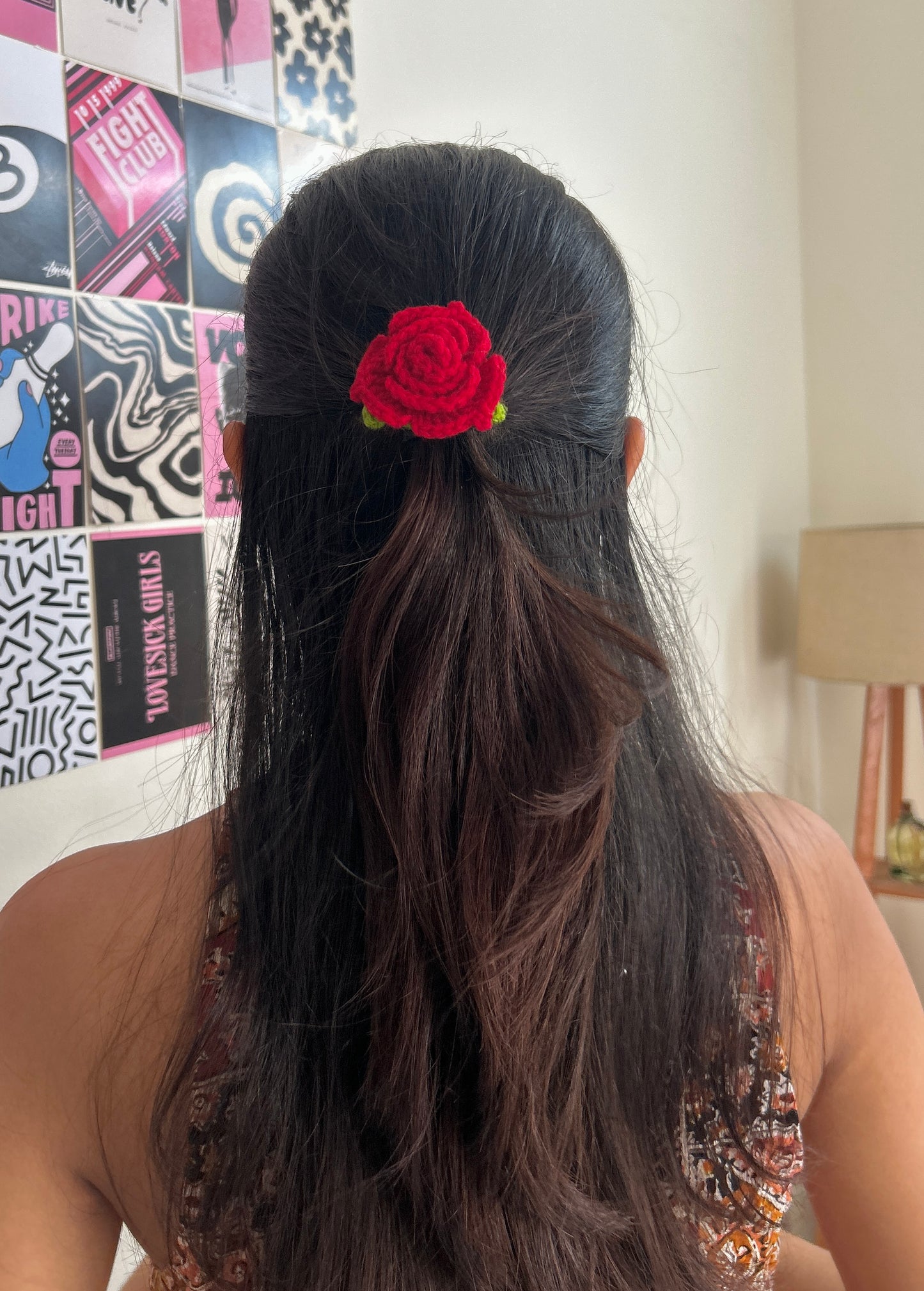 Red Rose Hair Tie