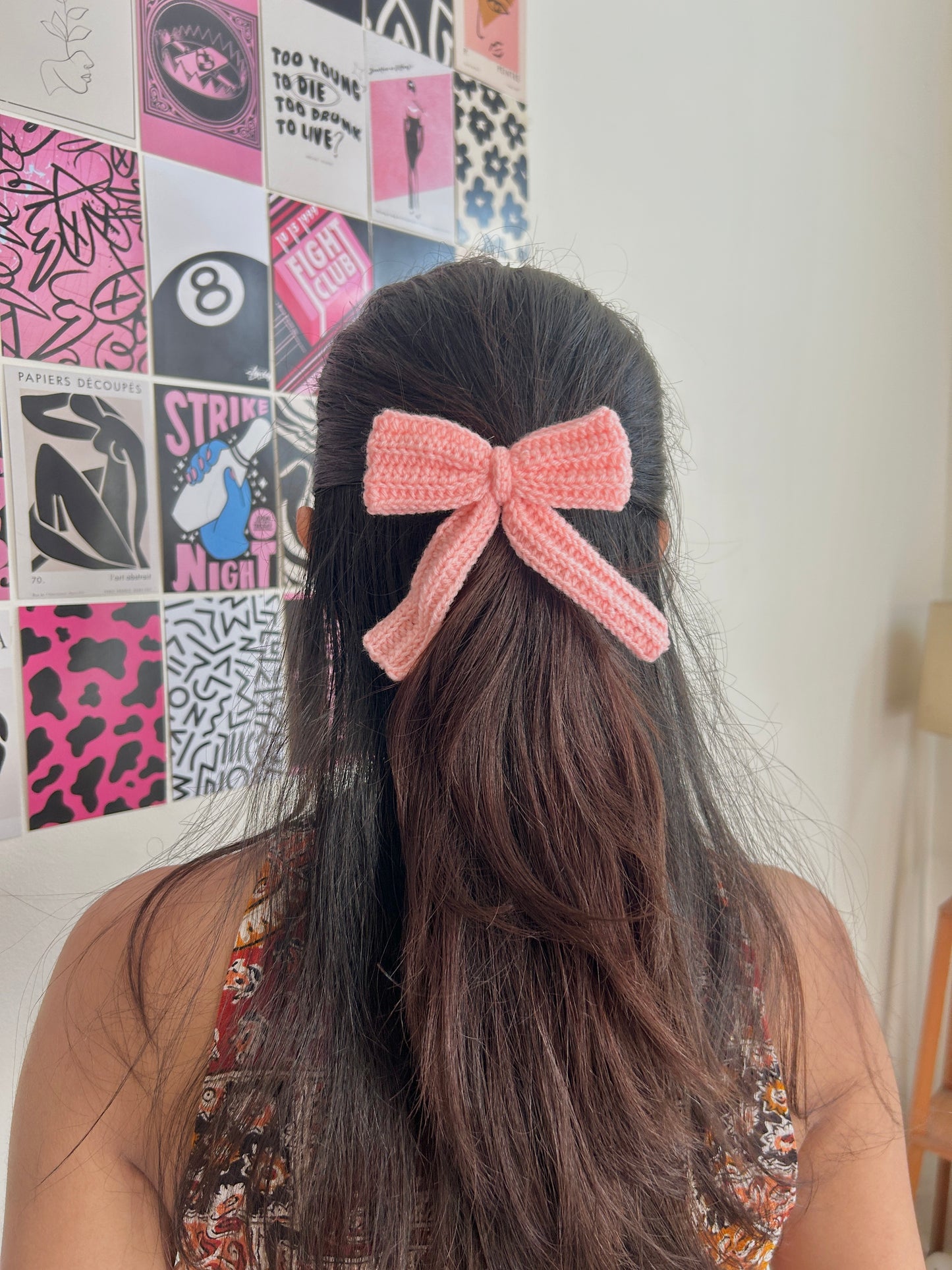 Pink Big Bow Hair Tie