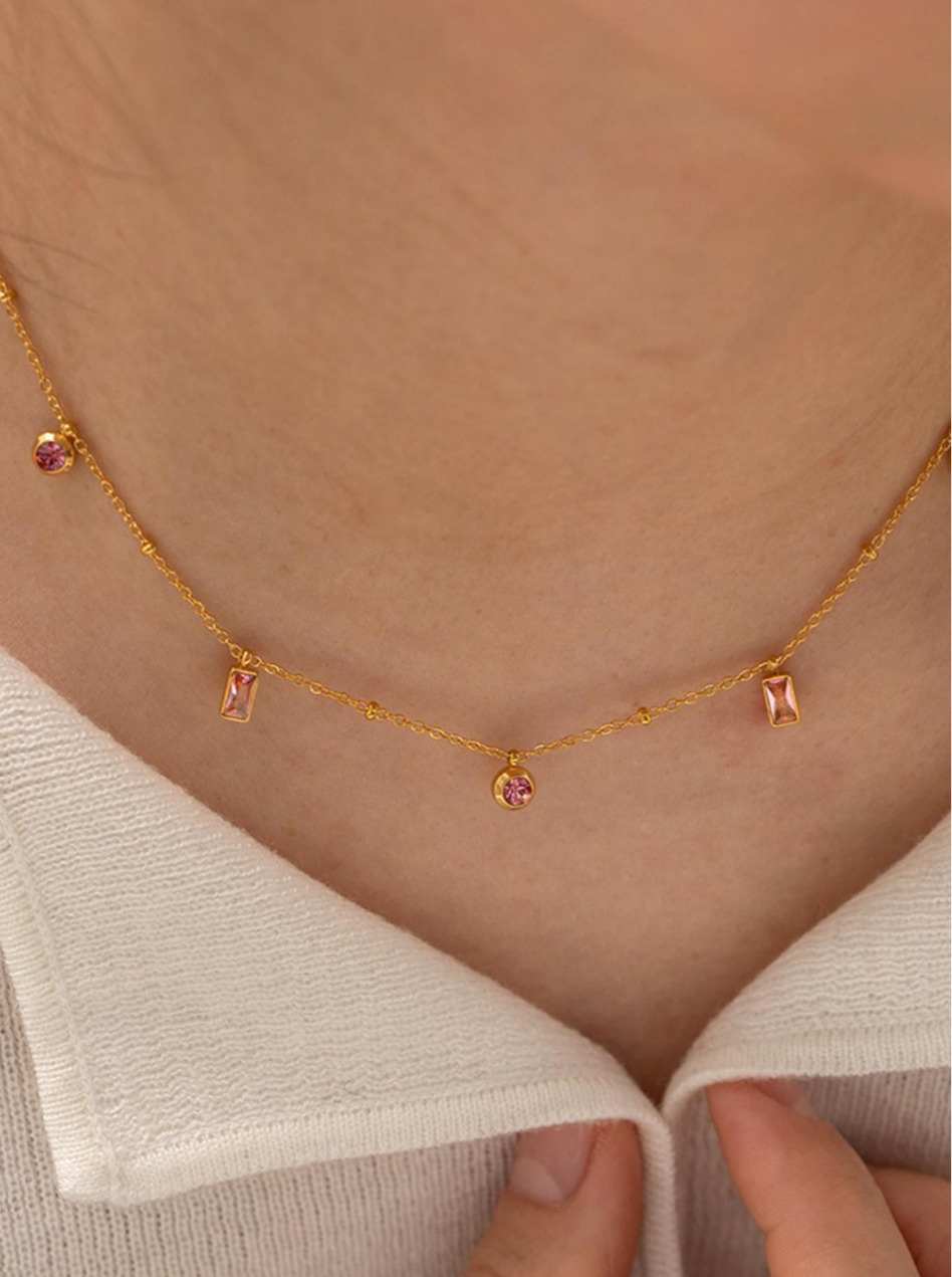 Pink Crystal Strand Necklace