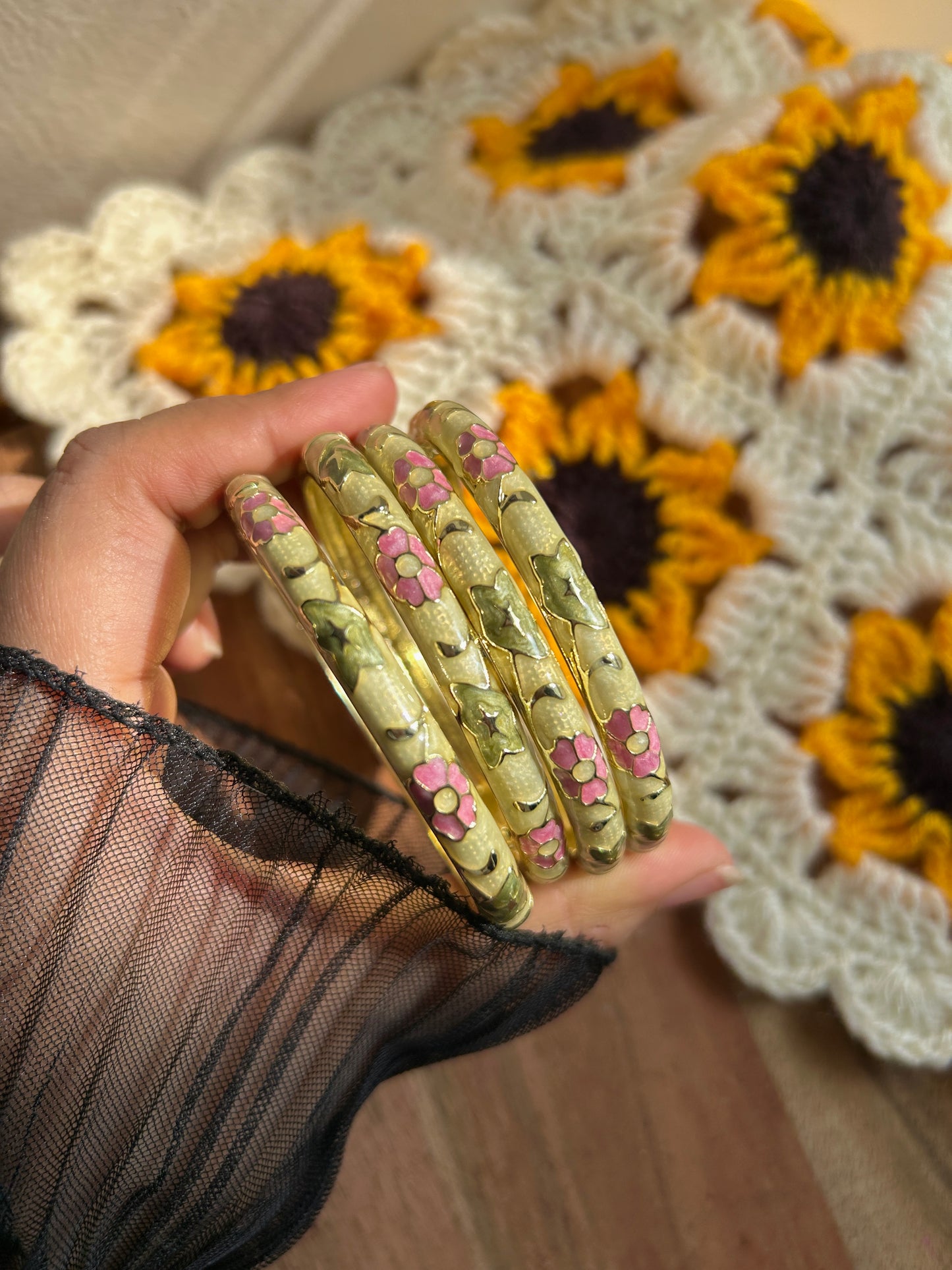 Green floral bangle (each bangle)