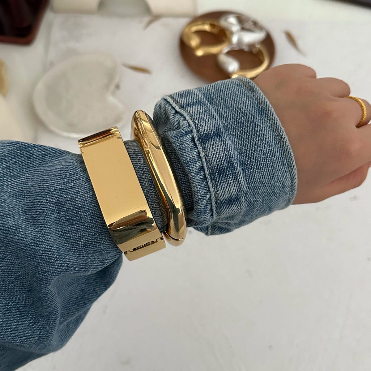 Square Gold Cuff Bracelet