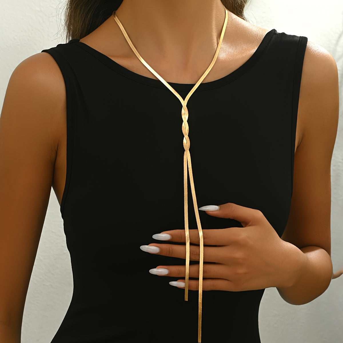 Braided flat chain statement necklace