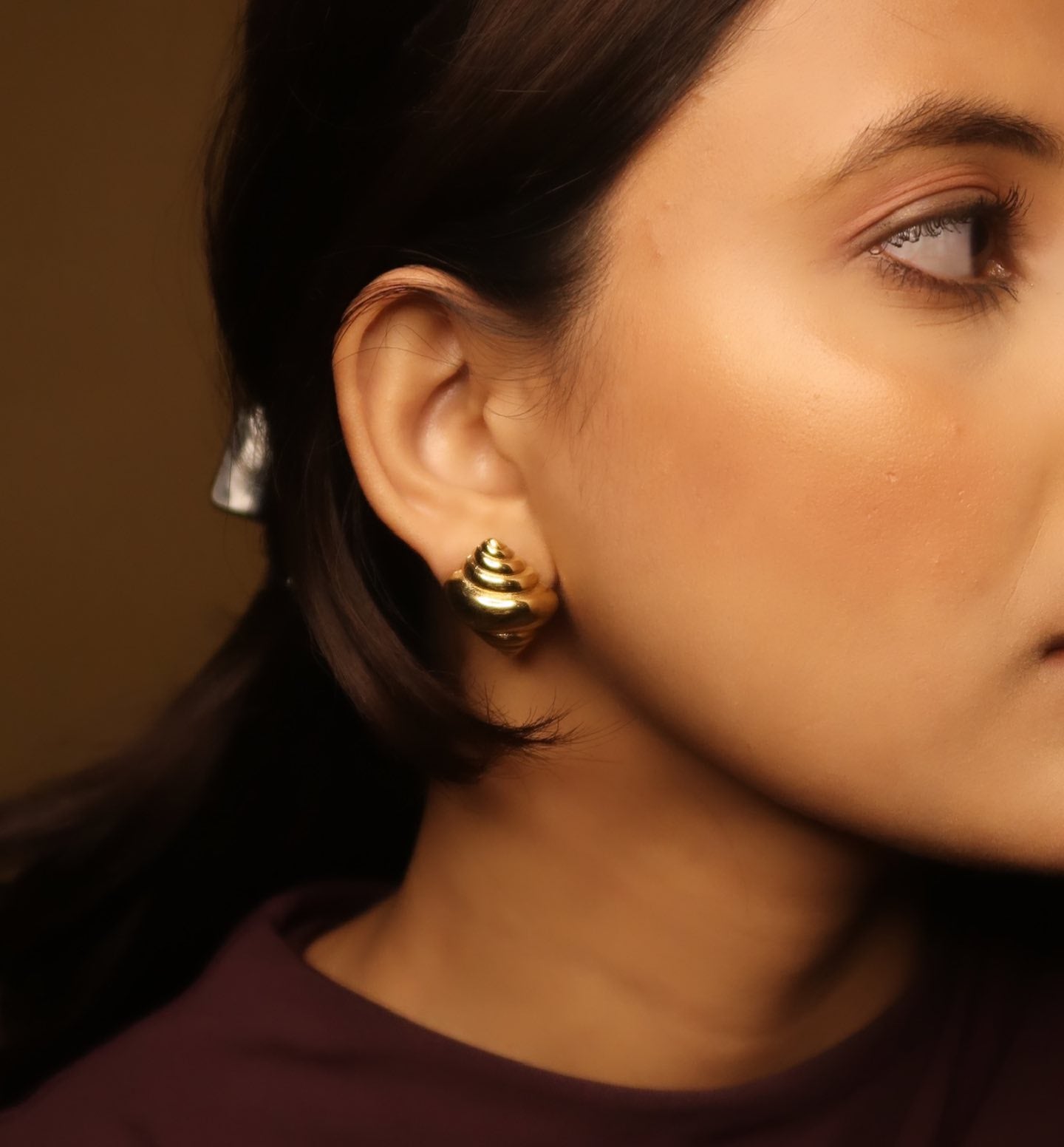 Golden Croissant Earring