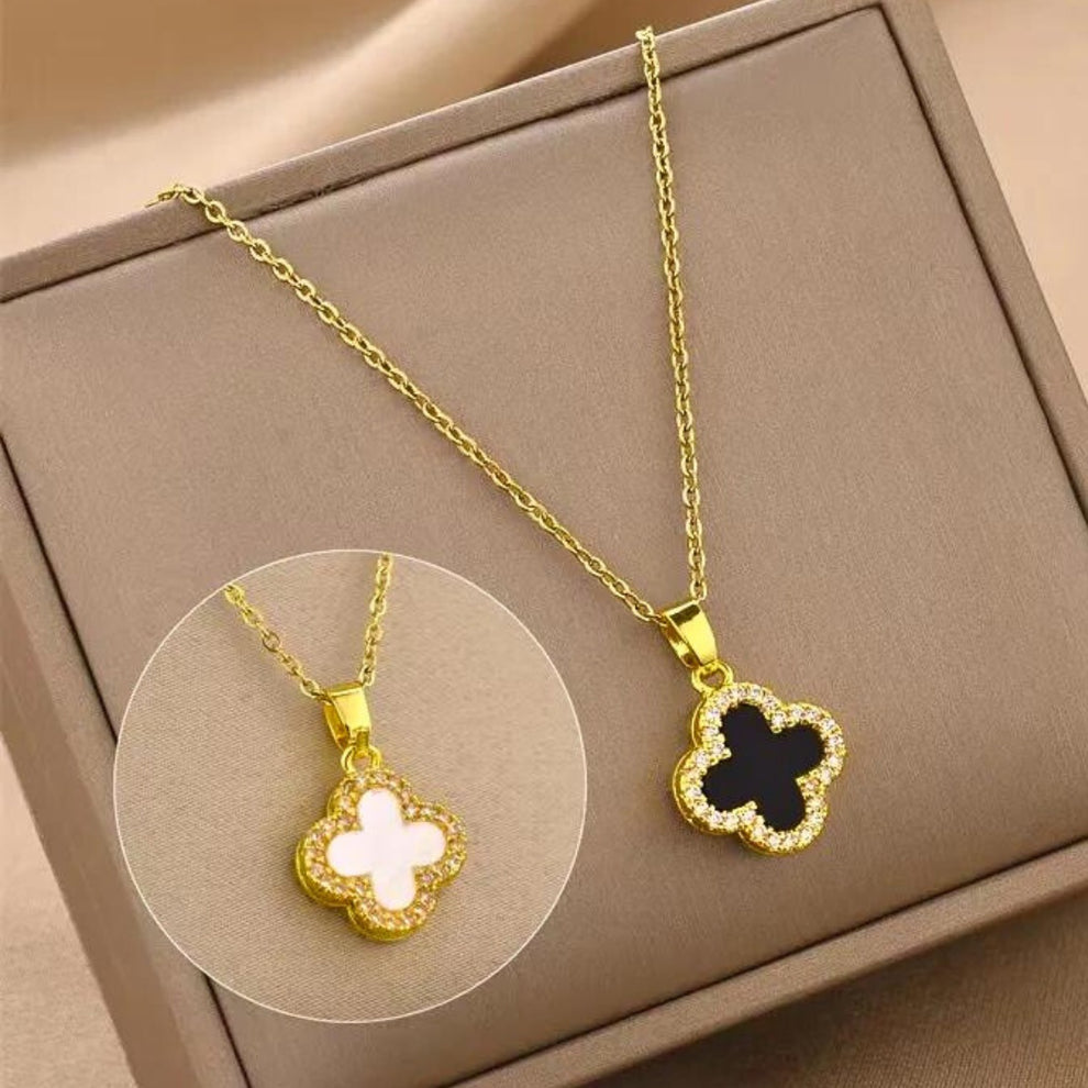 Reversible Clover Leaf Pendant Necklace