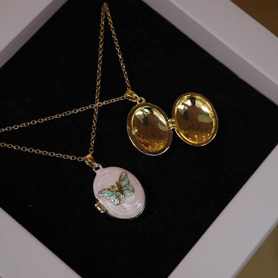 Pink Butterfly Photo Locket Necklace