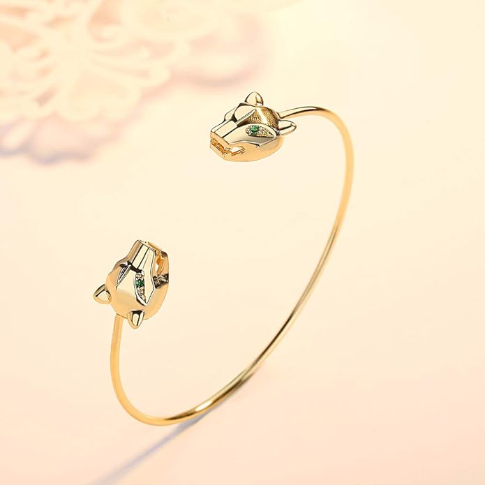 Gold Plated Diamond Studded Panther Bangle