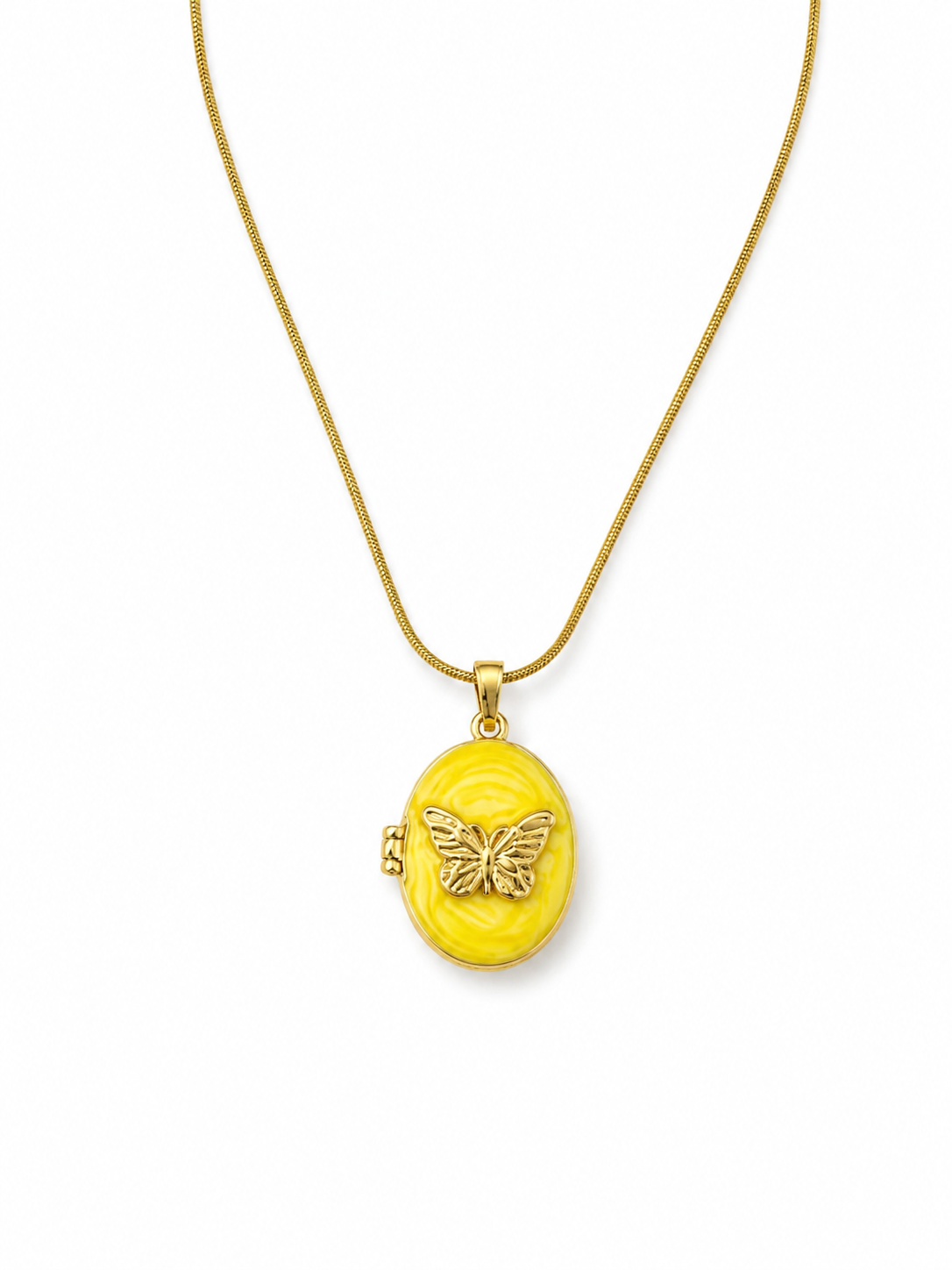 Yellow Butterfly Photo Locket Necklace
