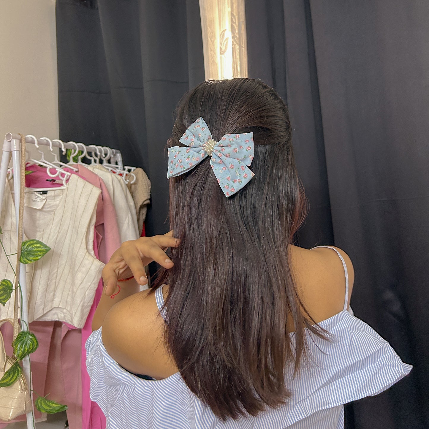 Blue Coquette Bow Clip