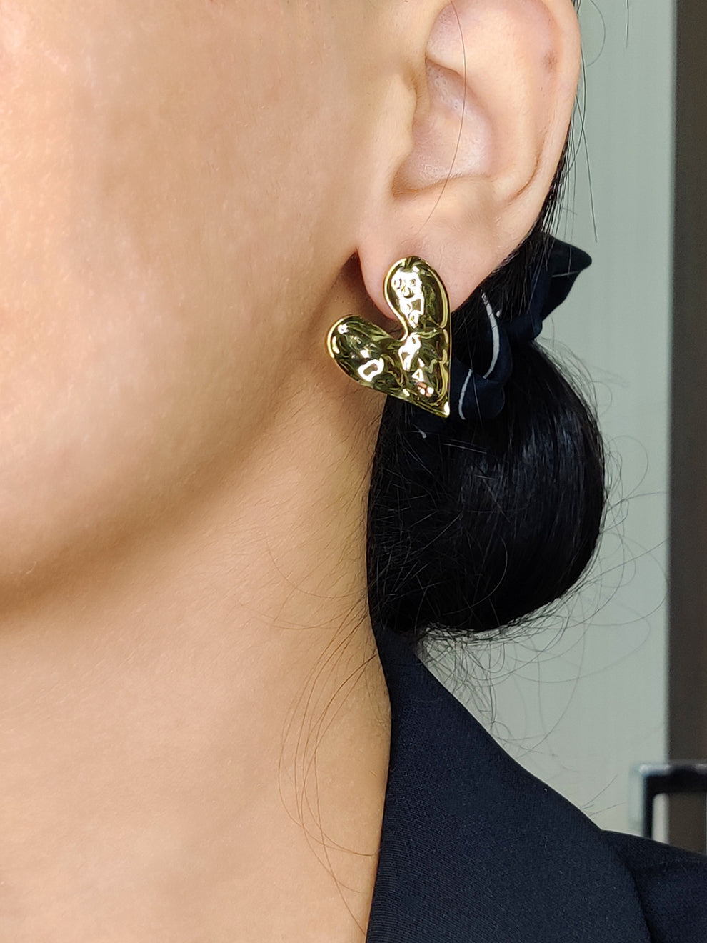 Heart Hammered Earring