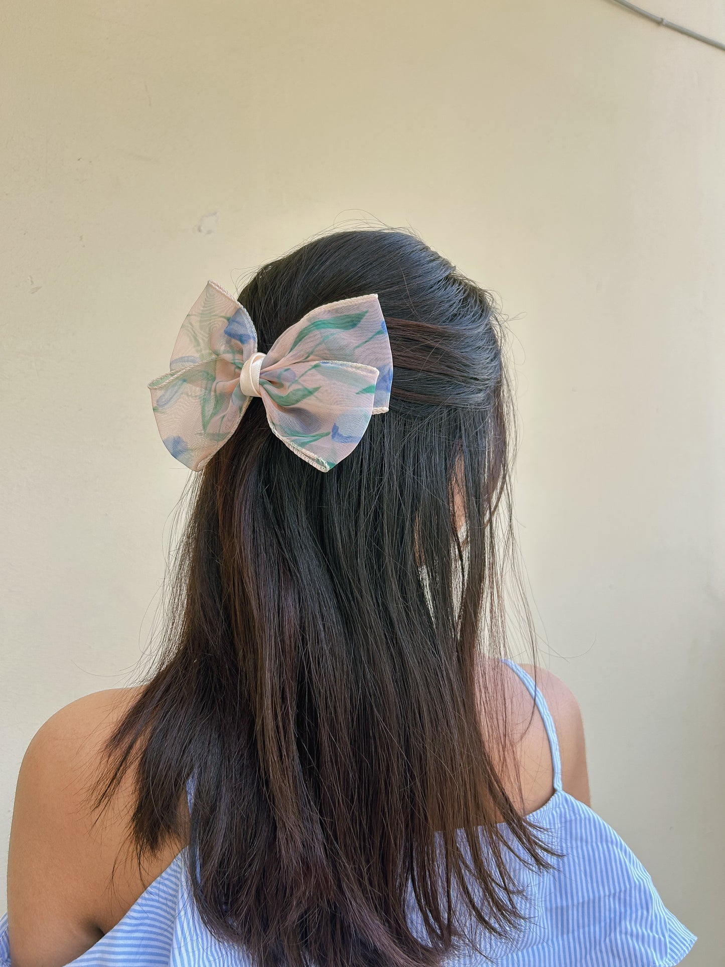 Organza floral bow clip