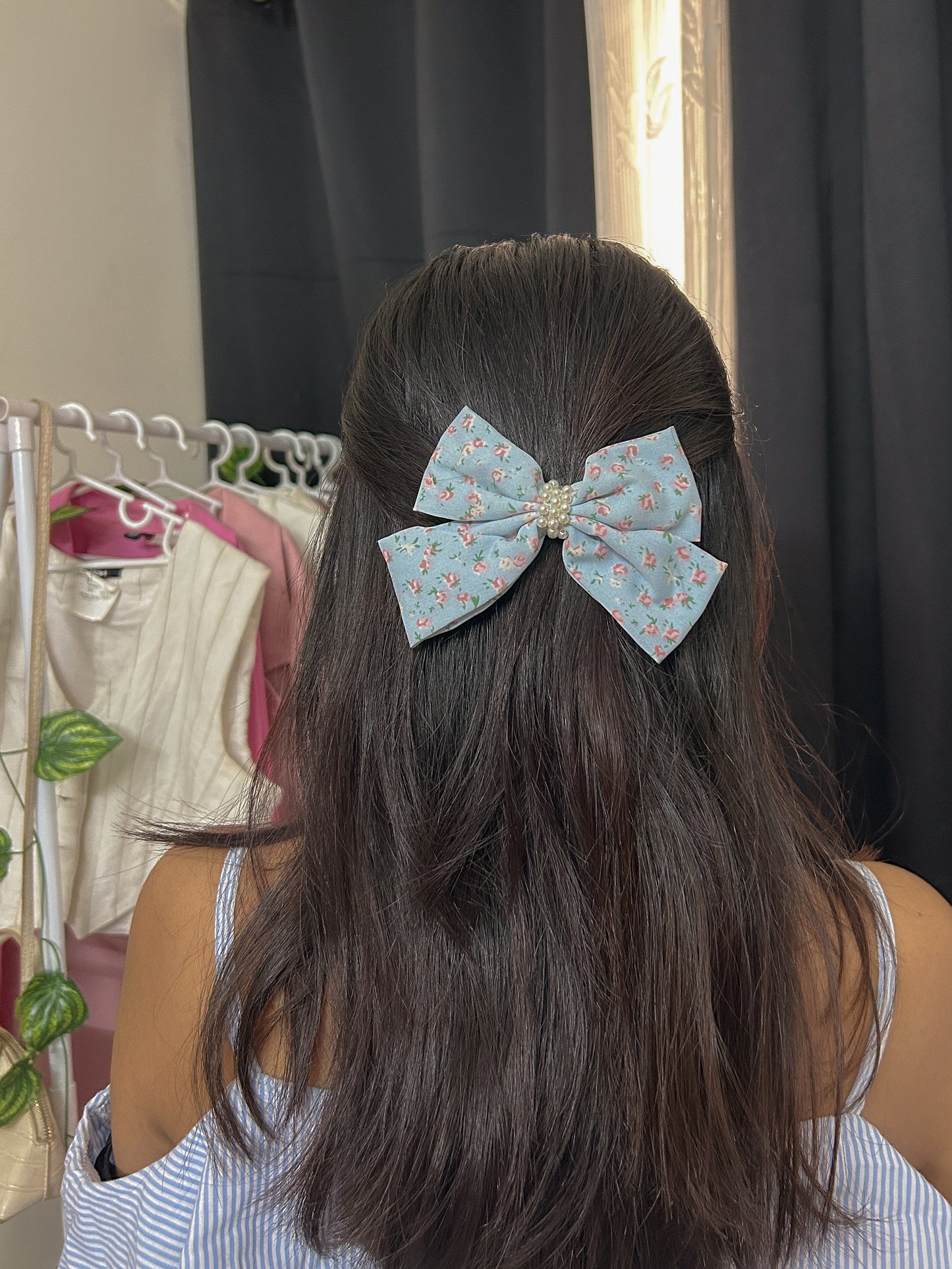 Blue Coquette Bow Clip