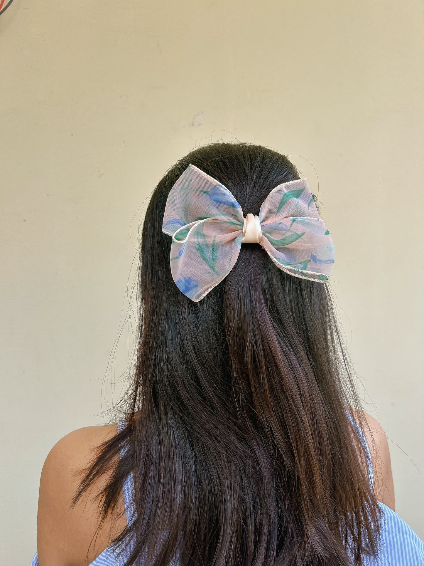 Organza floral bow clip
