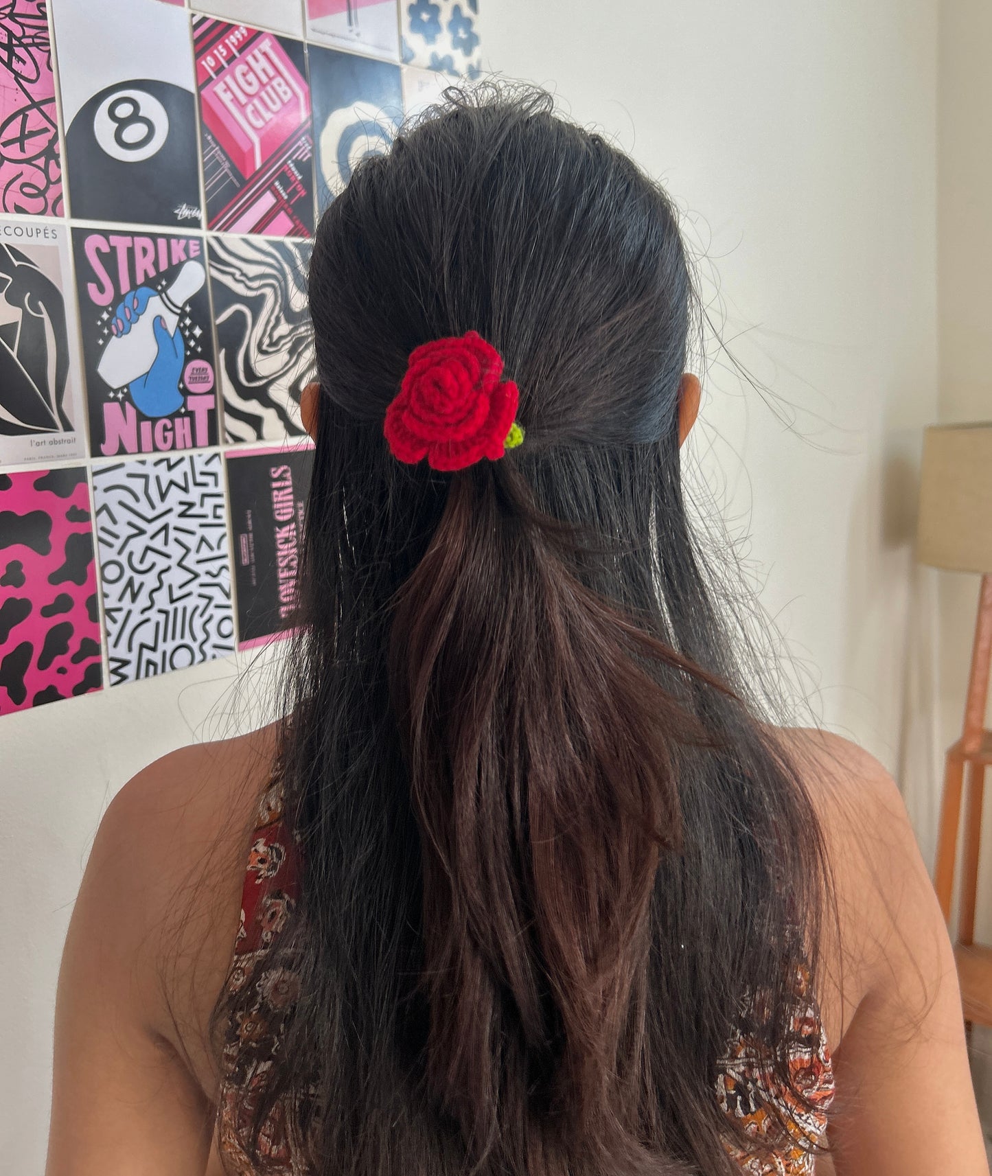 Red Rose Hair Tie