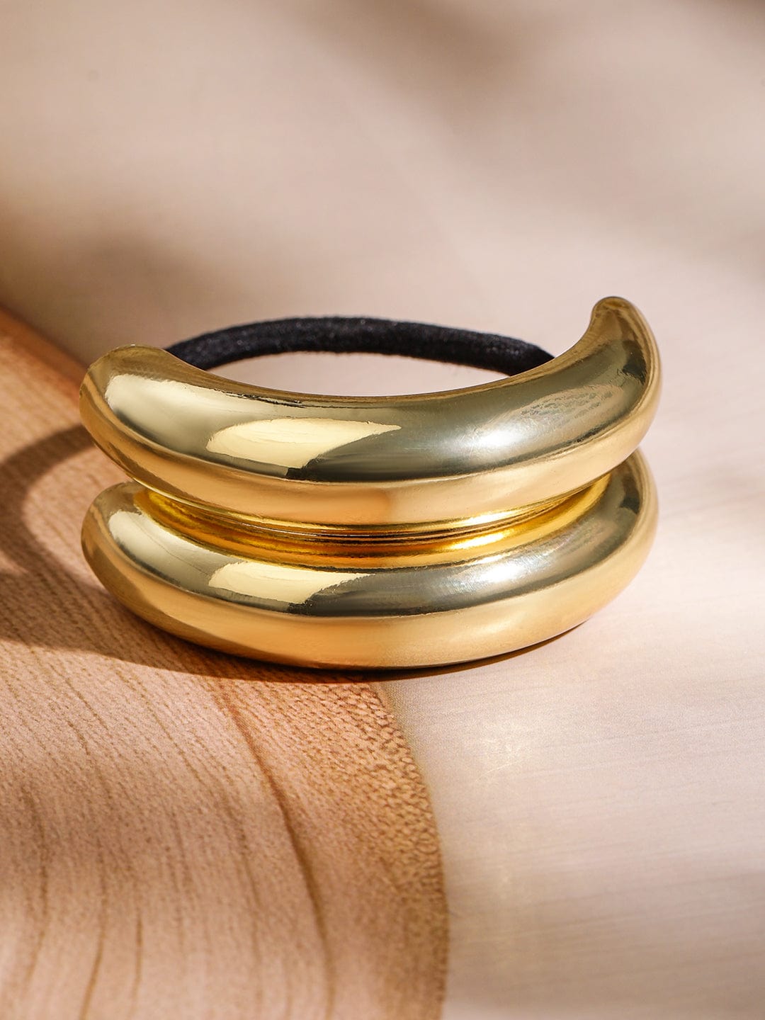 Double bubble gold plated pony cuff