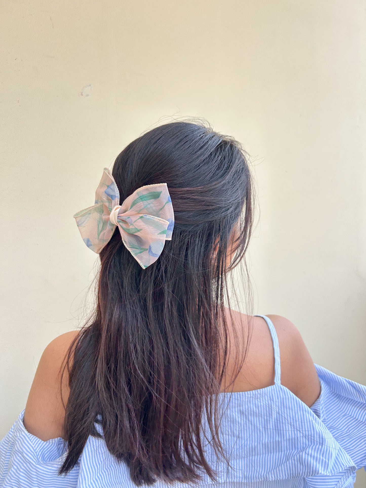 Organza floral bow clip
