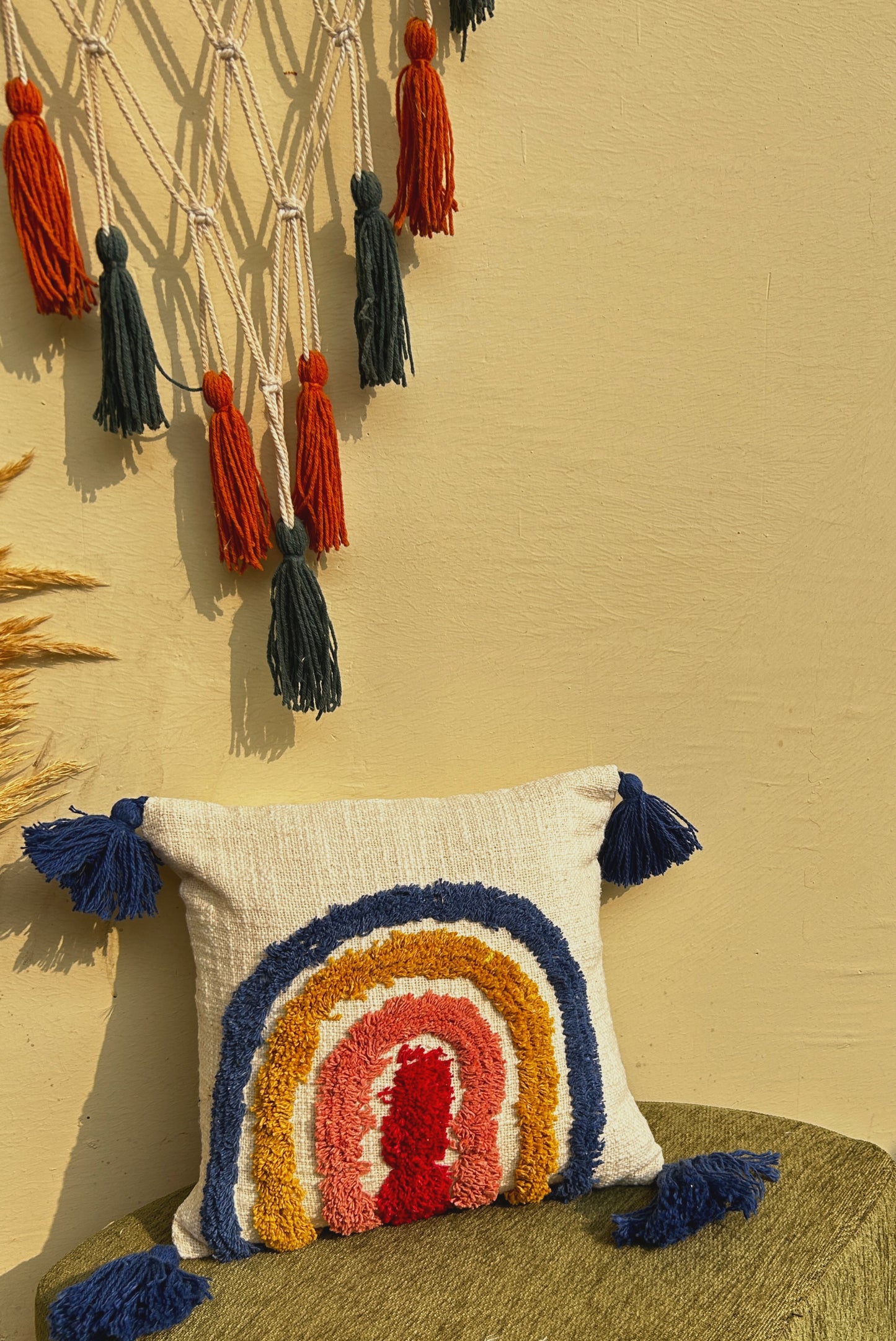 Rain tufted tassel pillow cover