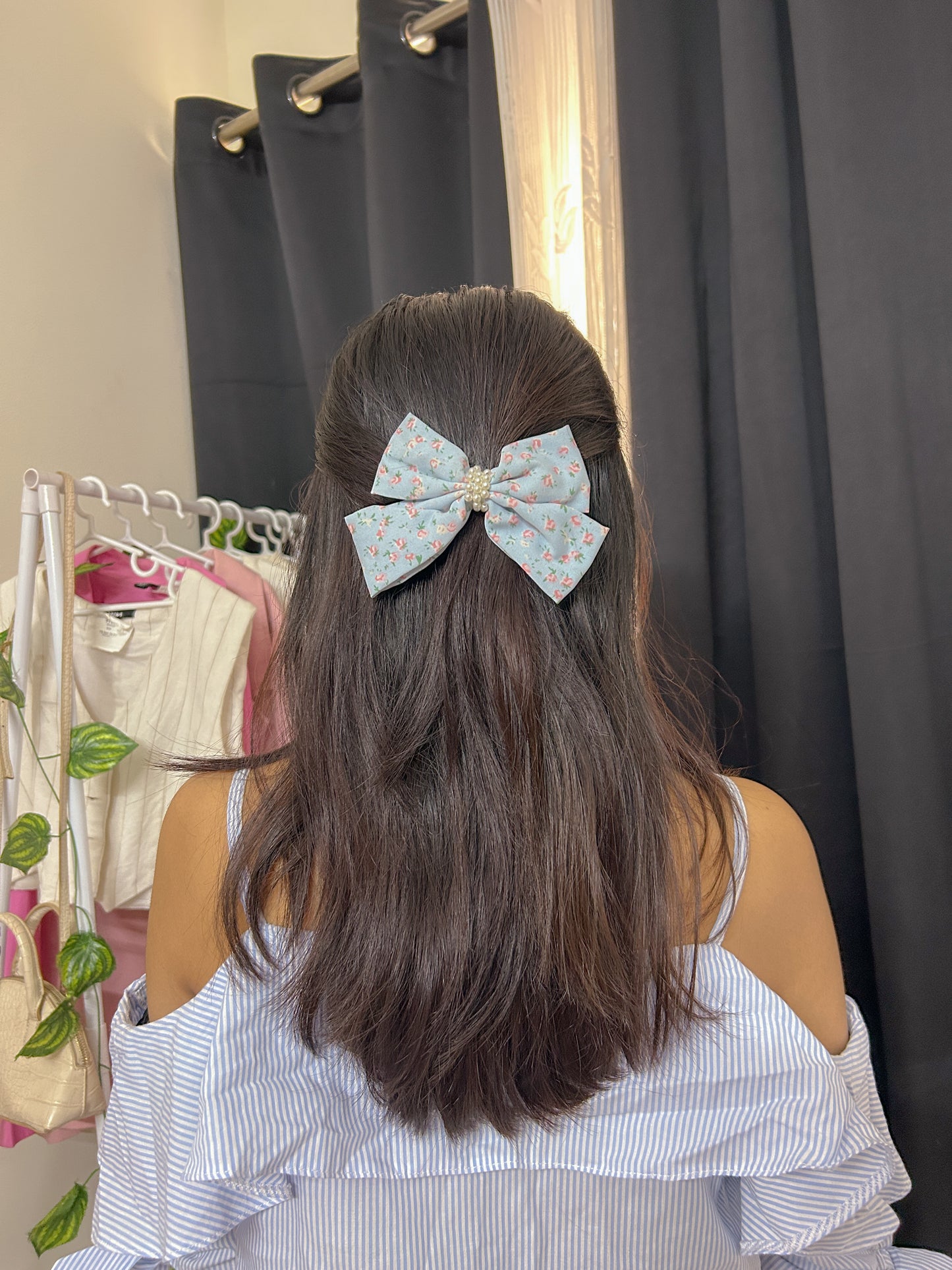 Blue Coquette Bow Clip