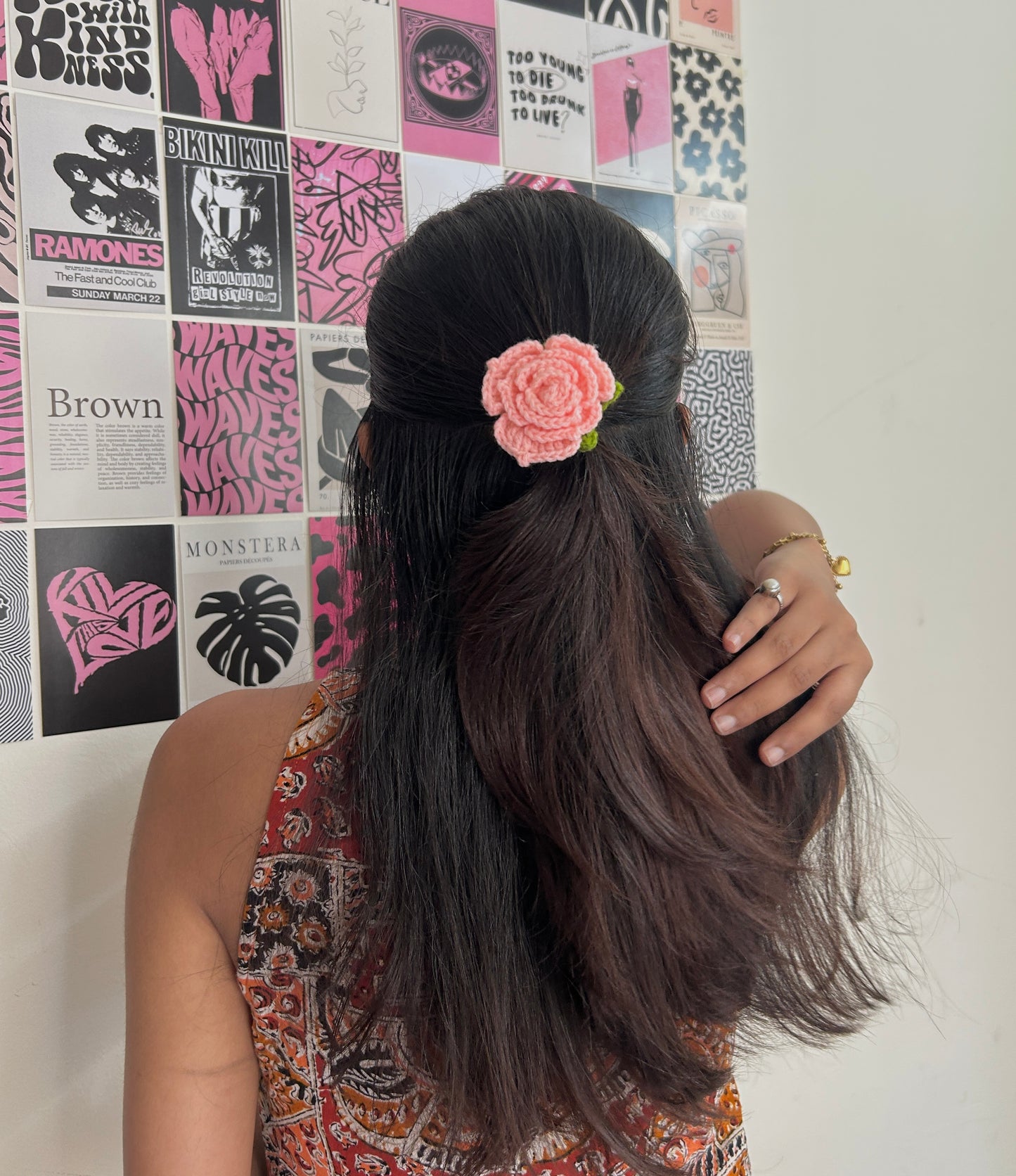 Pink Rose Hair Tie