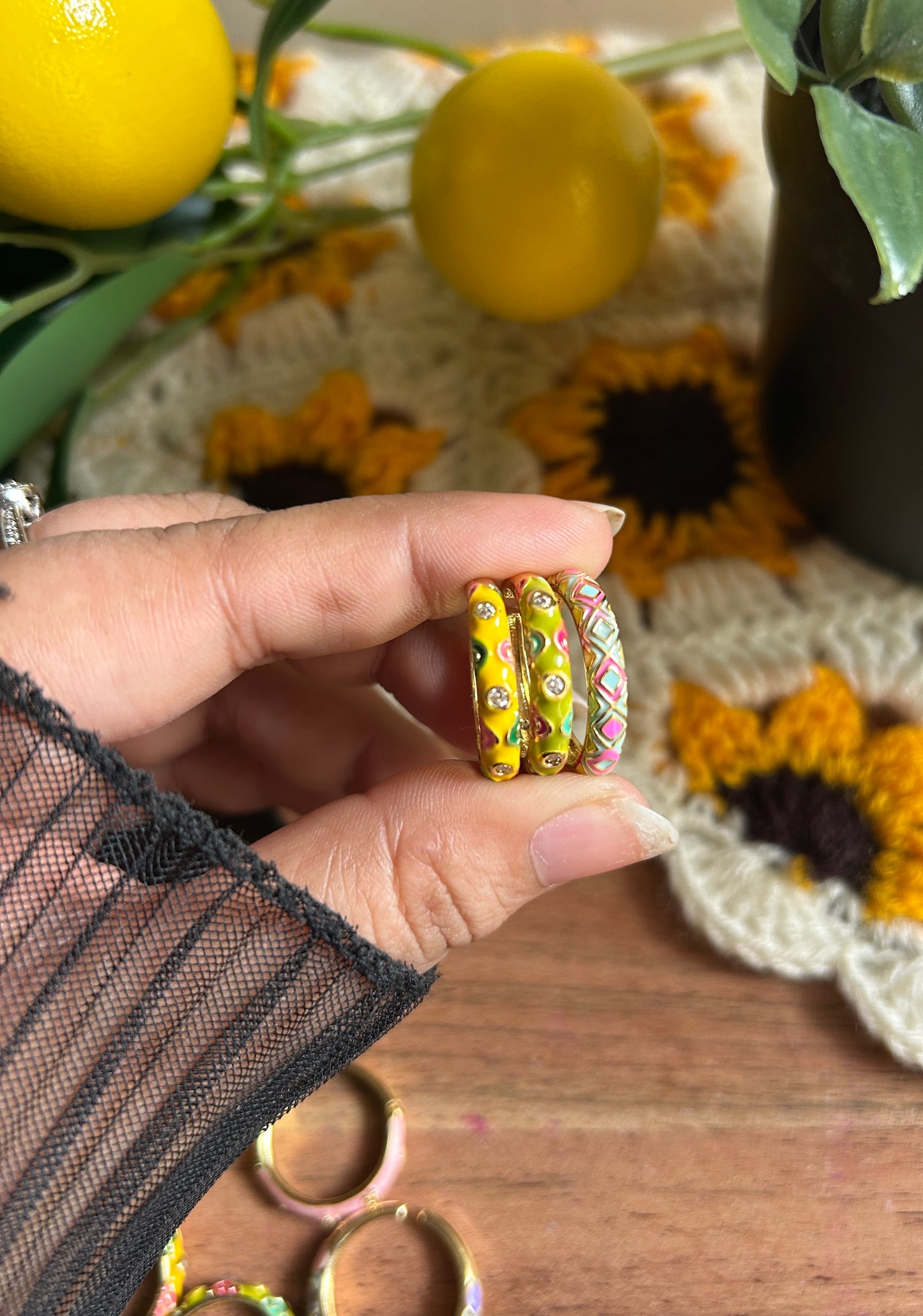 Dainty Enamel Adjustable Ring