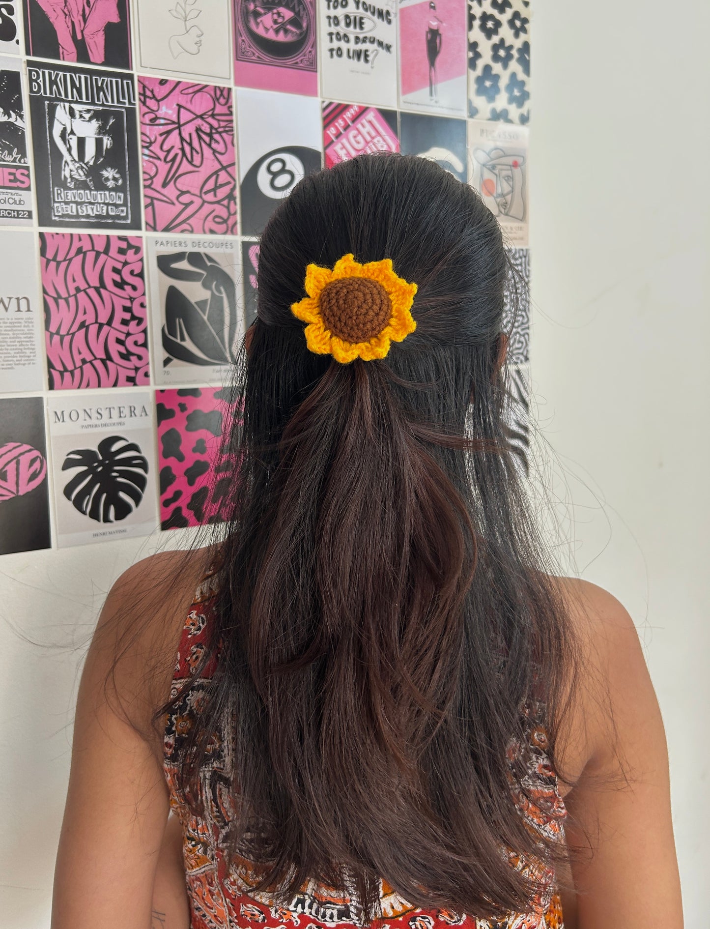 Crochet Sunflower Hair Tie