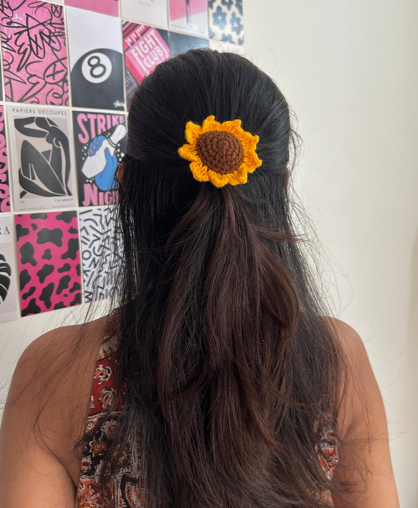 Crochet Sunflower Hair Tie
