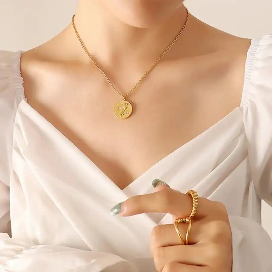 Golden Bloom Rose Necklace