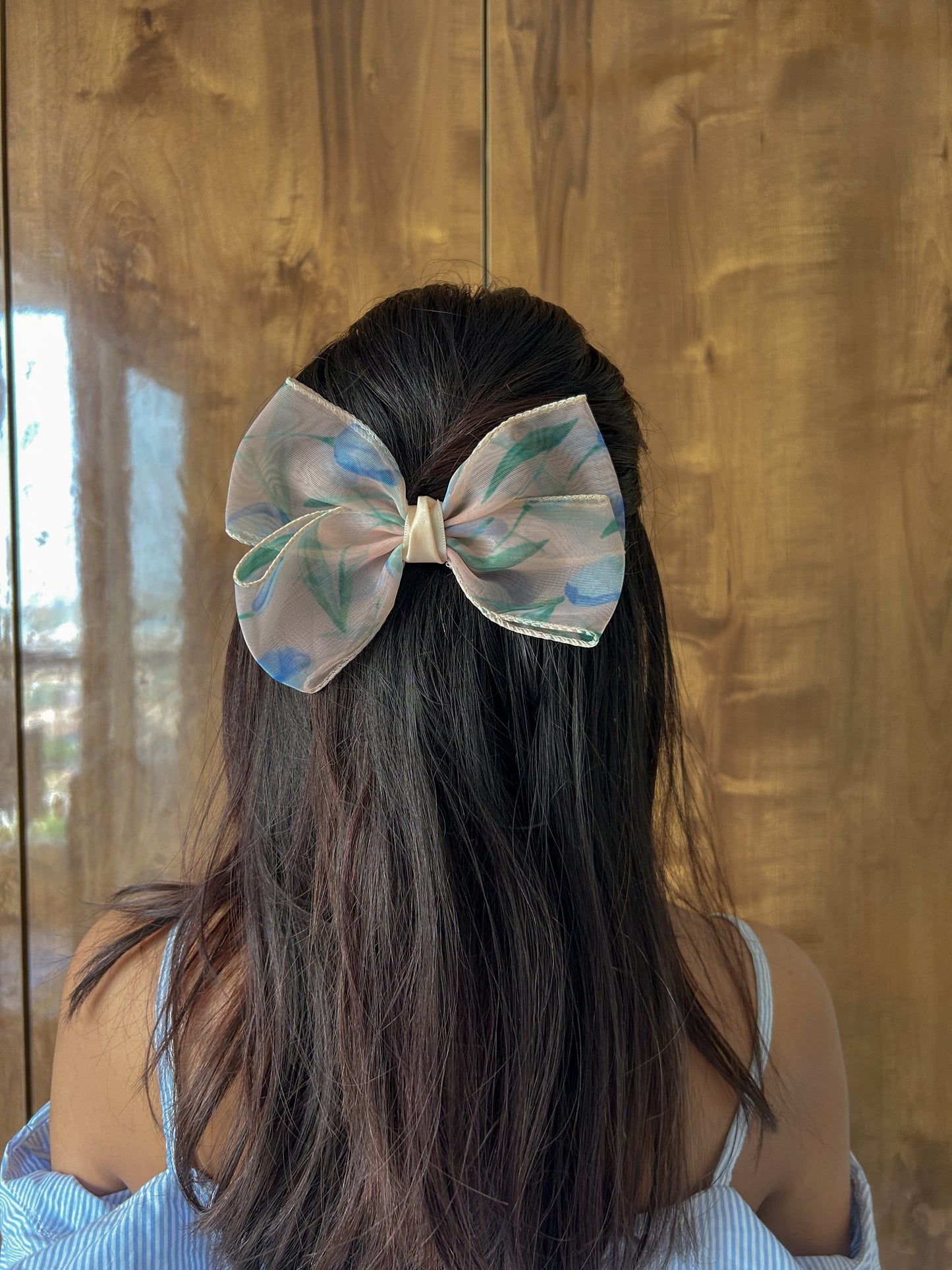 Organza floral bow clip