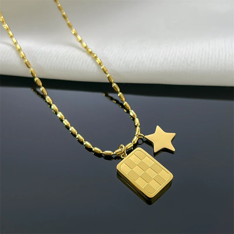 Dainty Square Star Pendant Necklace