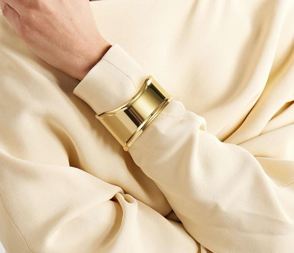 Curved Gold Cuff Bangle