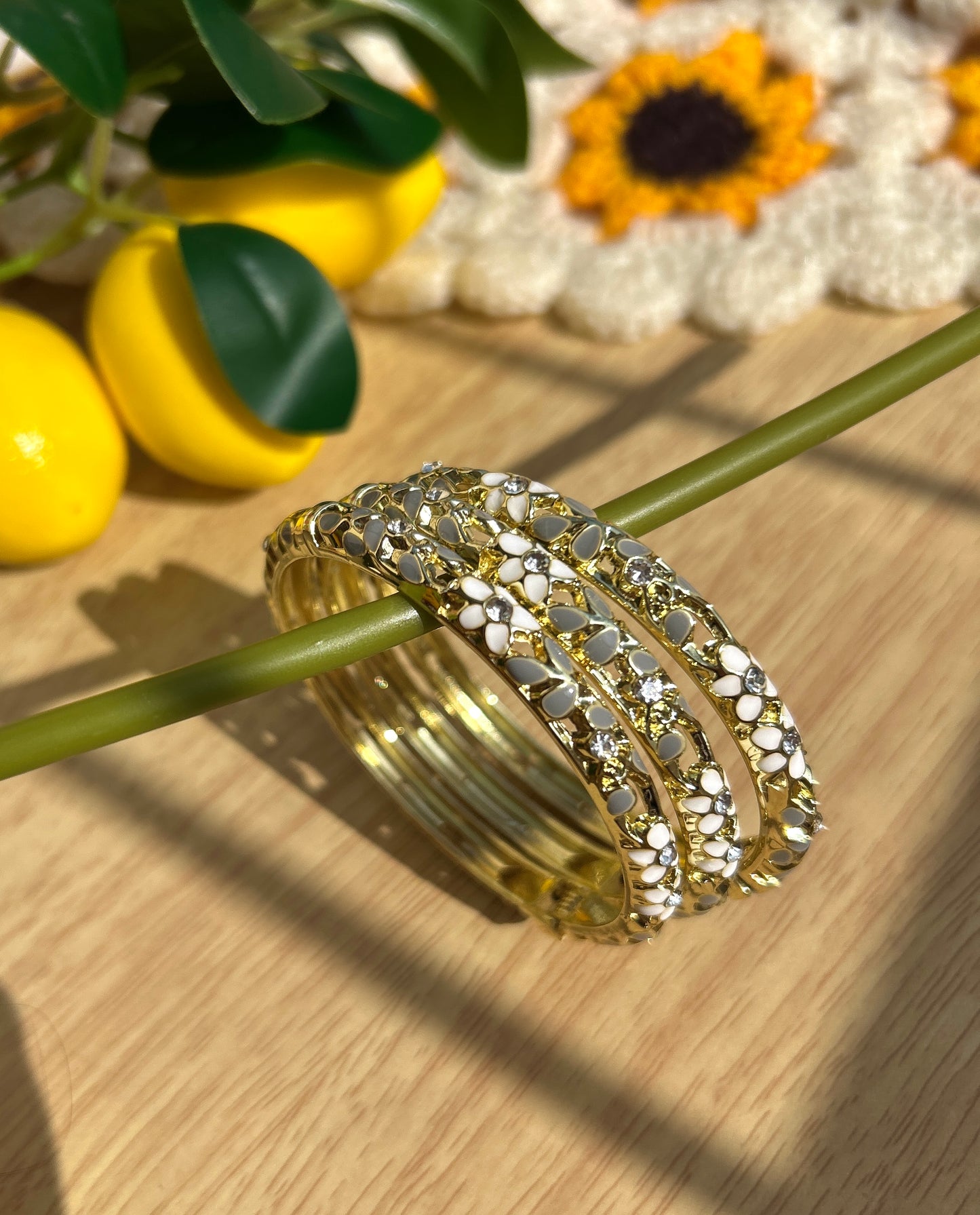 Grey Flower Vintage Bangles