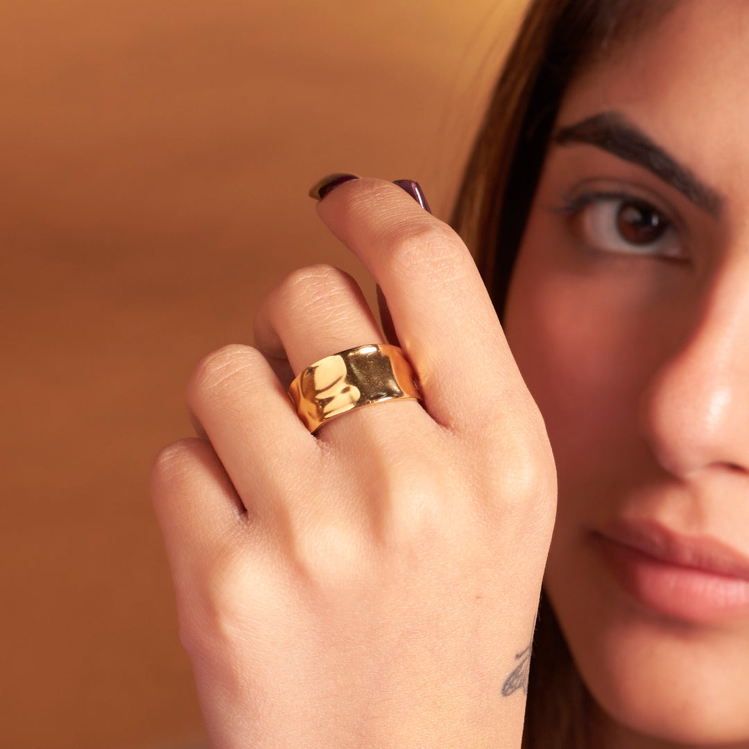 Gold Hammered Ring