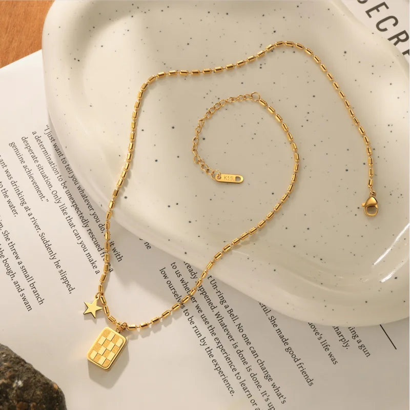 Dainty Square Star Pendant Necklace