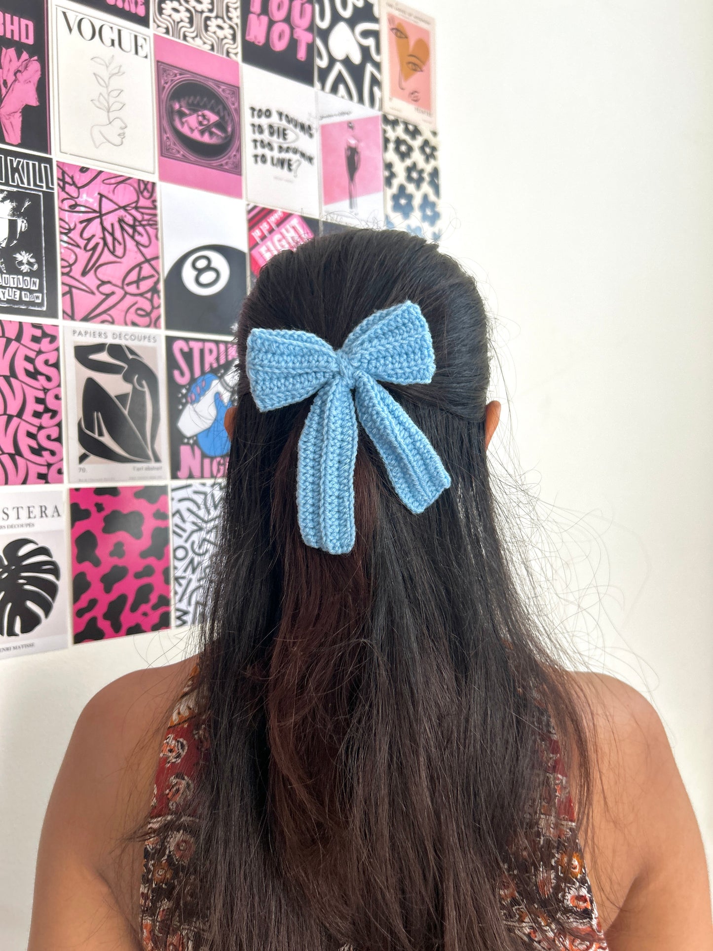 Blue Big Bow Hair tie