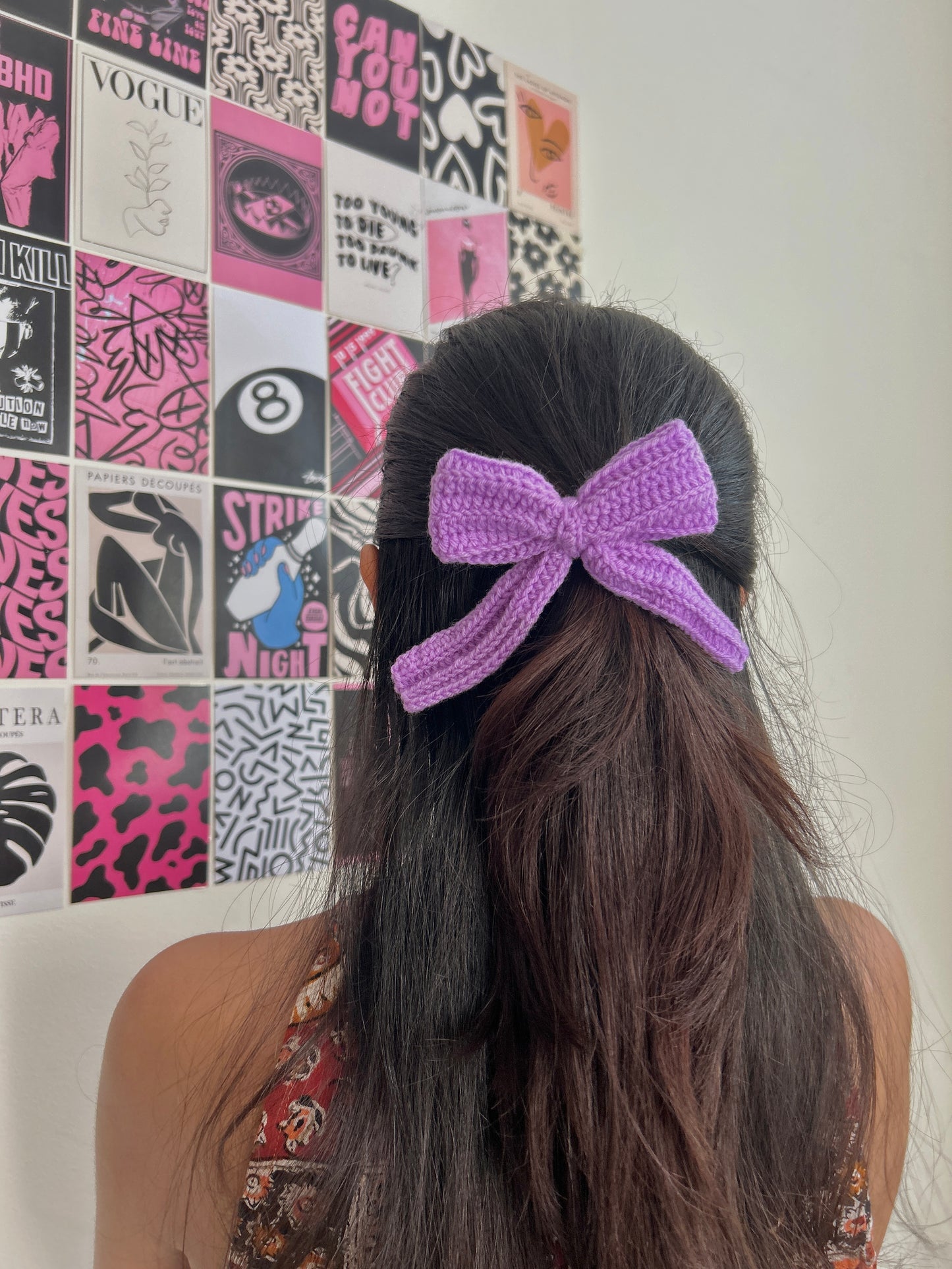 Purple Big Bow Hair Tie