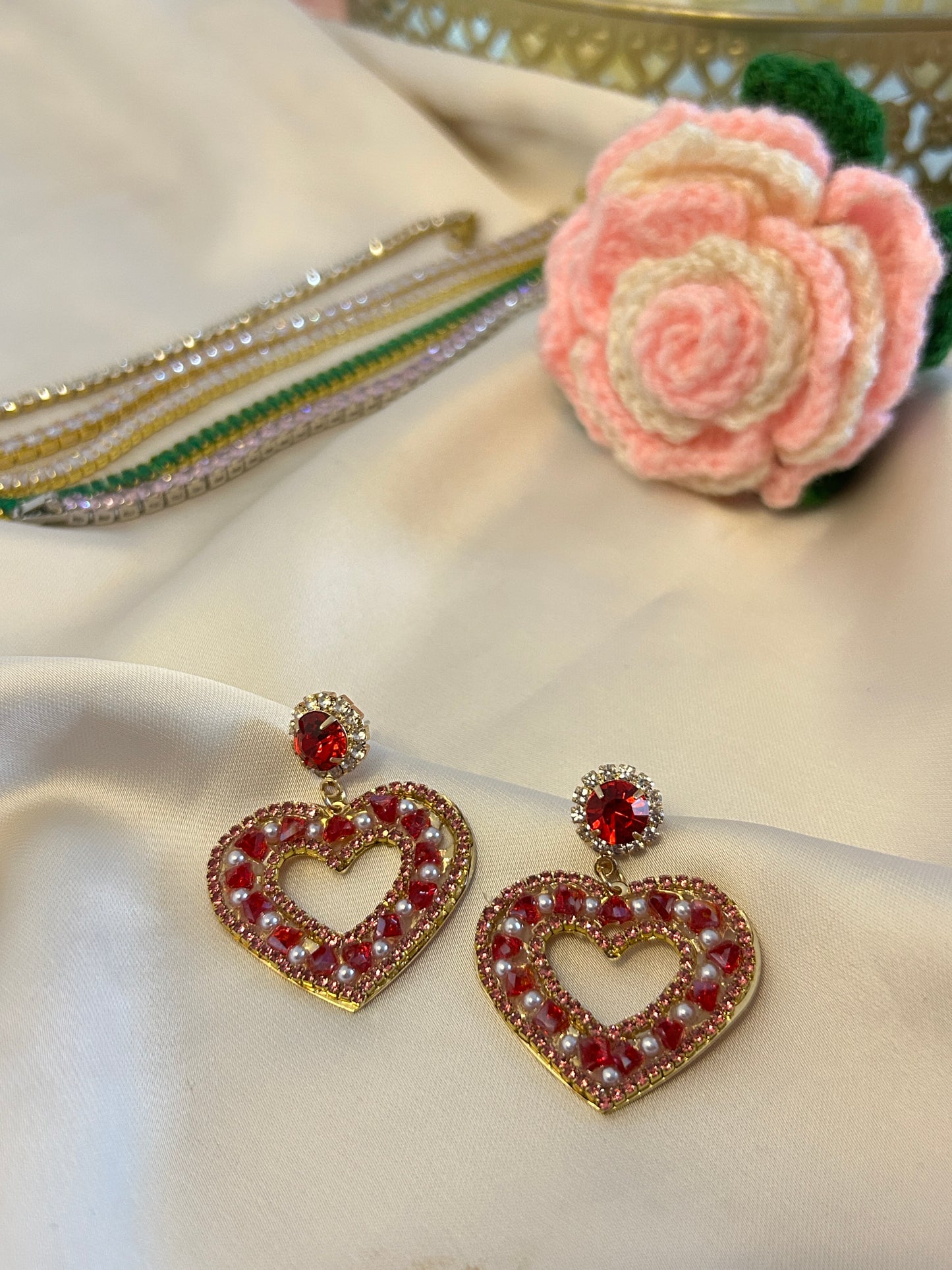 Heart Spring Earrings ( Red)