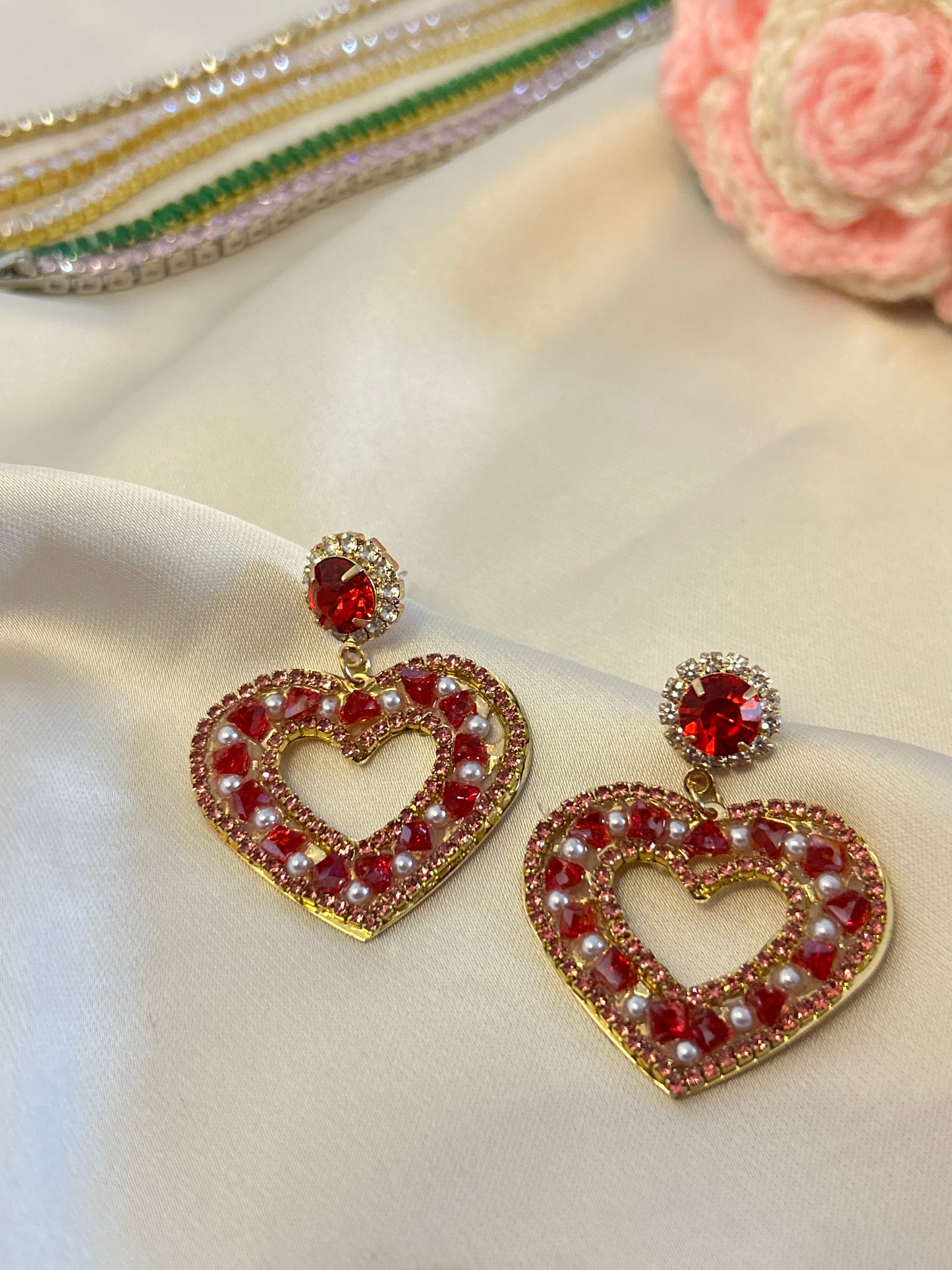 Heart Spring Earrings ( Red)