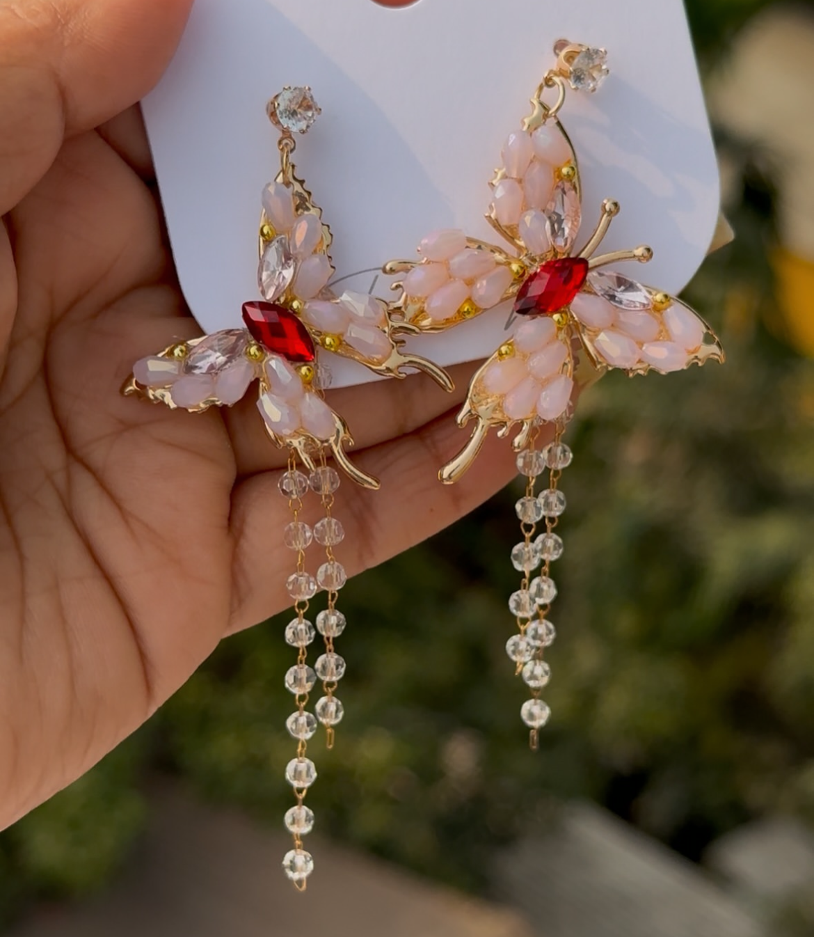 Fluttering Butterfly Crystal Dangle Earrings
