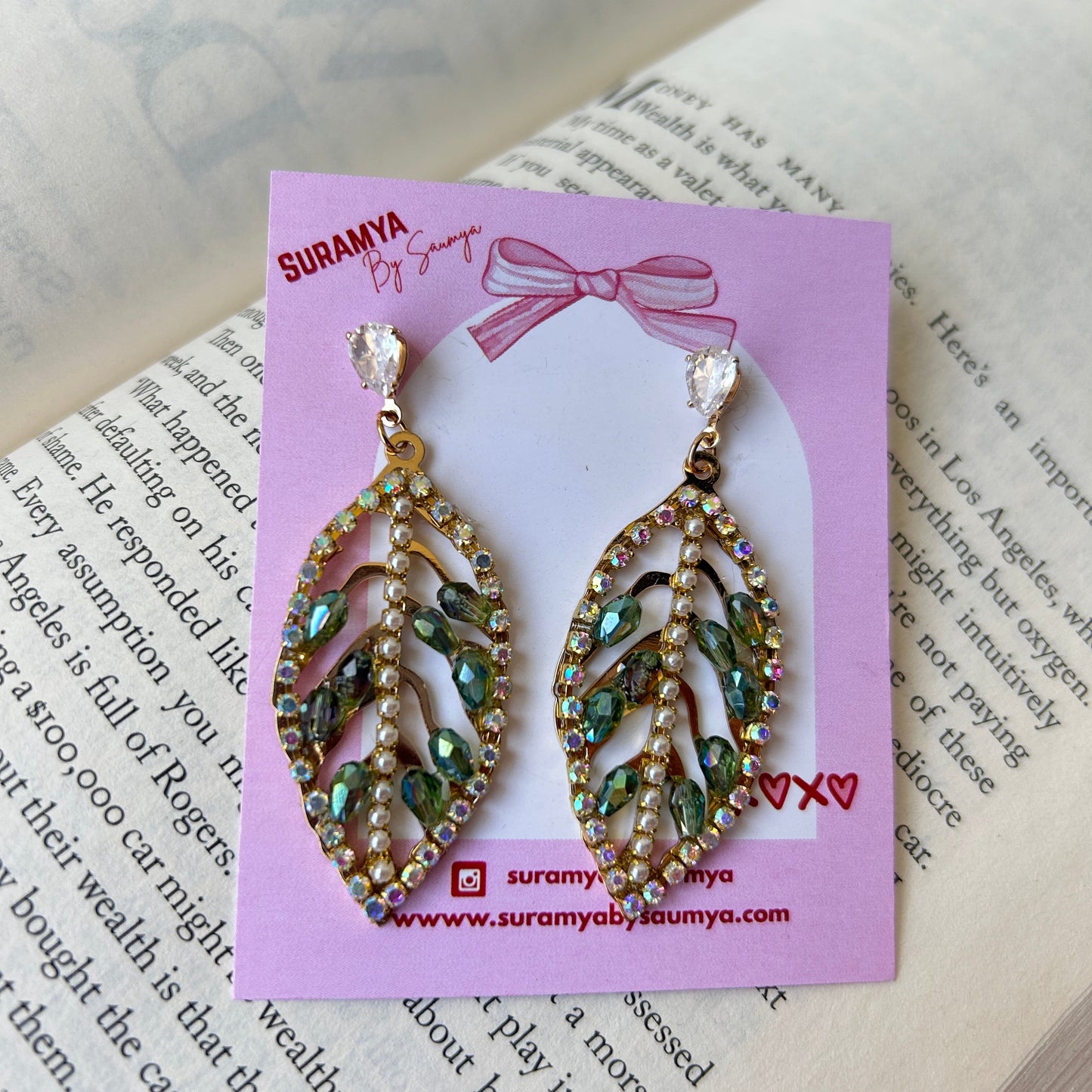 Emerald Leaf Earrings