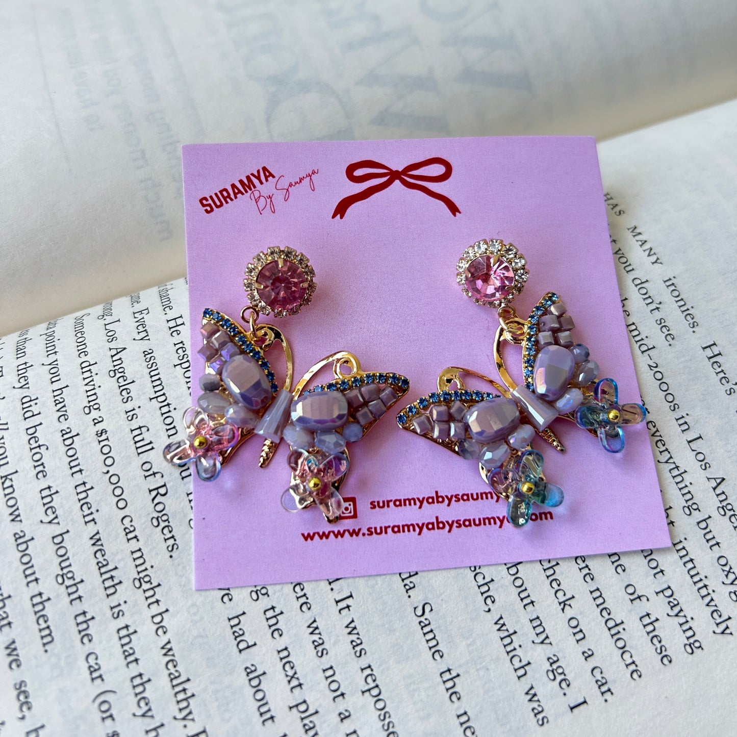 Fluttering Butterfly Dangle Earrings (purple)