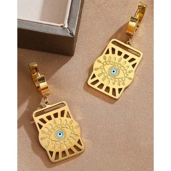 Evil Eye Gold Plated Antique Drop Earrings